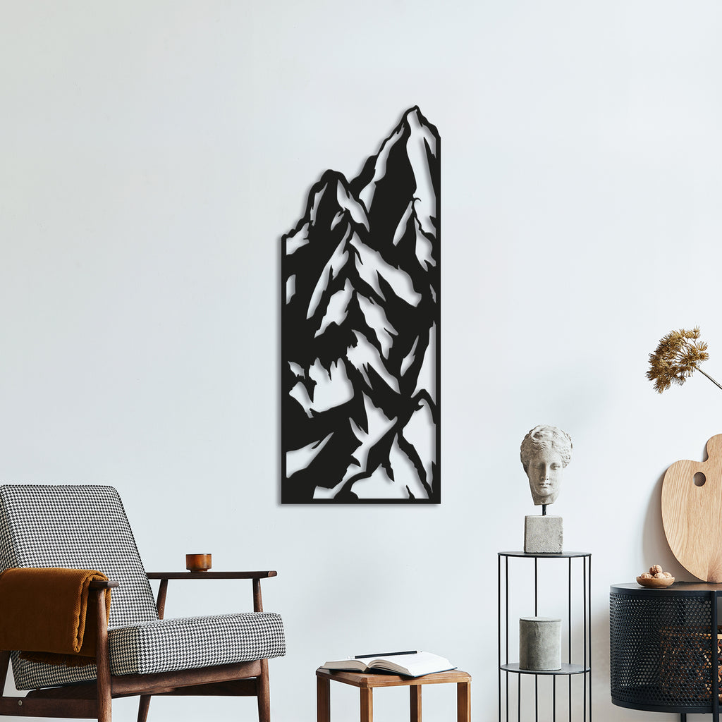 Mountains Steel Wall Art. Nature Themed Vertical Metal Wall Hanging Decor