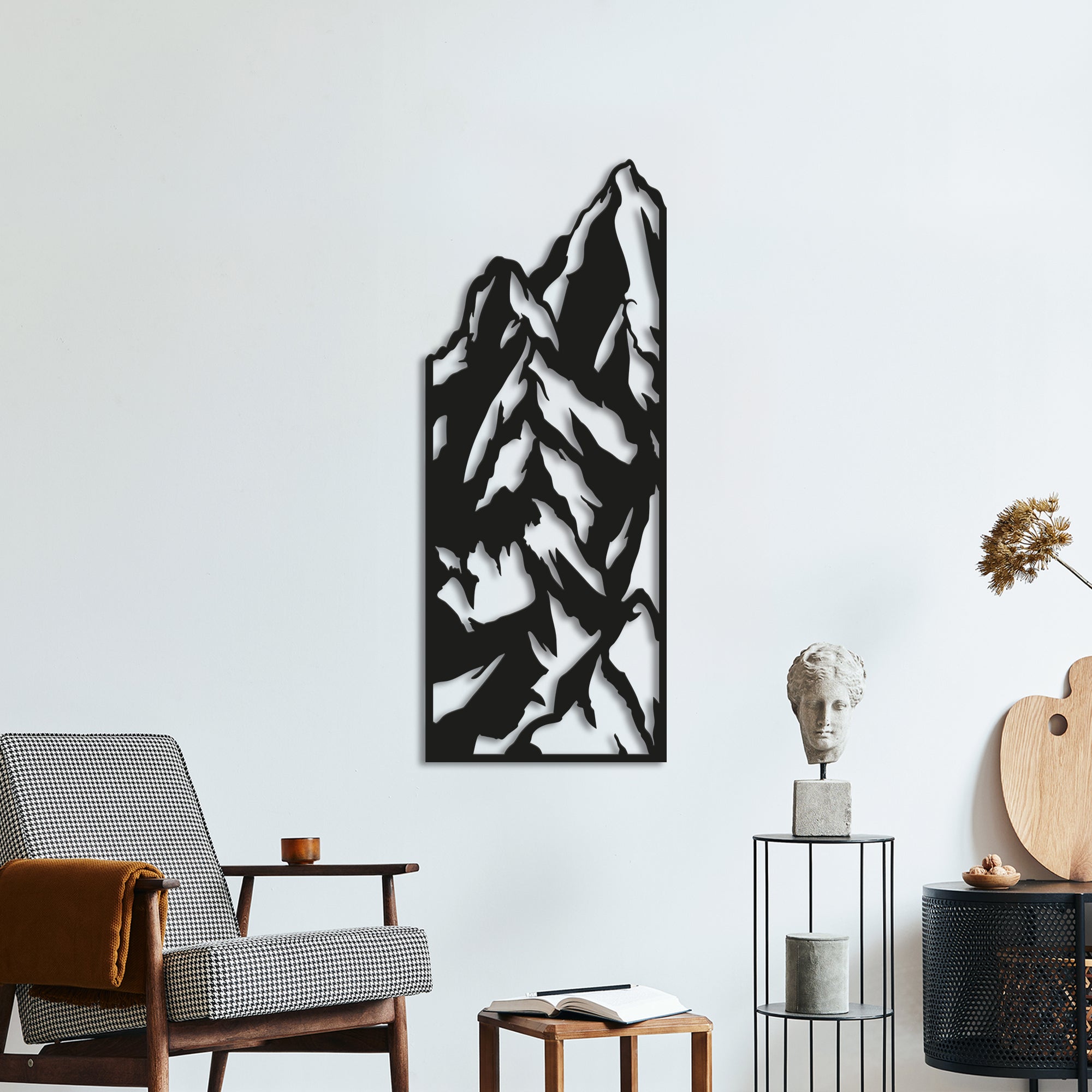 Mountains Steel Wall Art. Nature Themed Vertical Metal Wall Hanging Decor