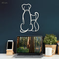 Dog and Cat Minimalist line art. Pets Steel wall art. Animal Themed Metal Wall Hanging Decor