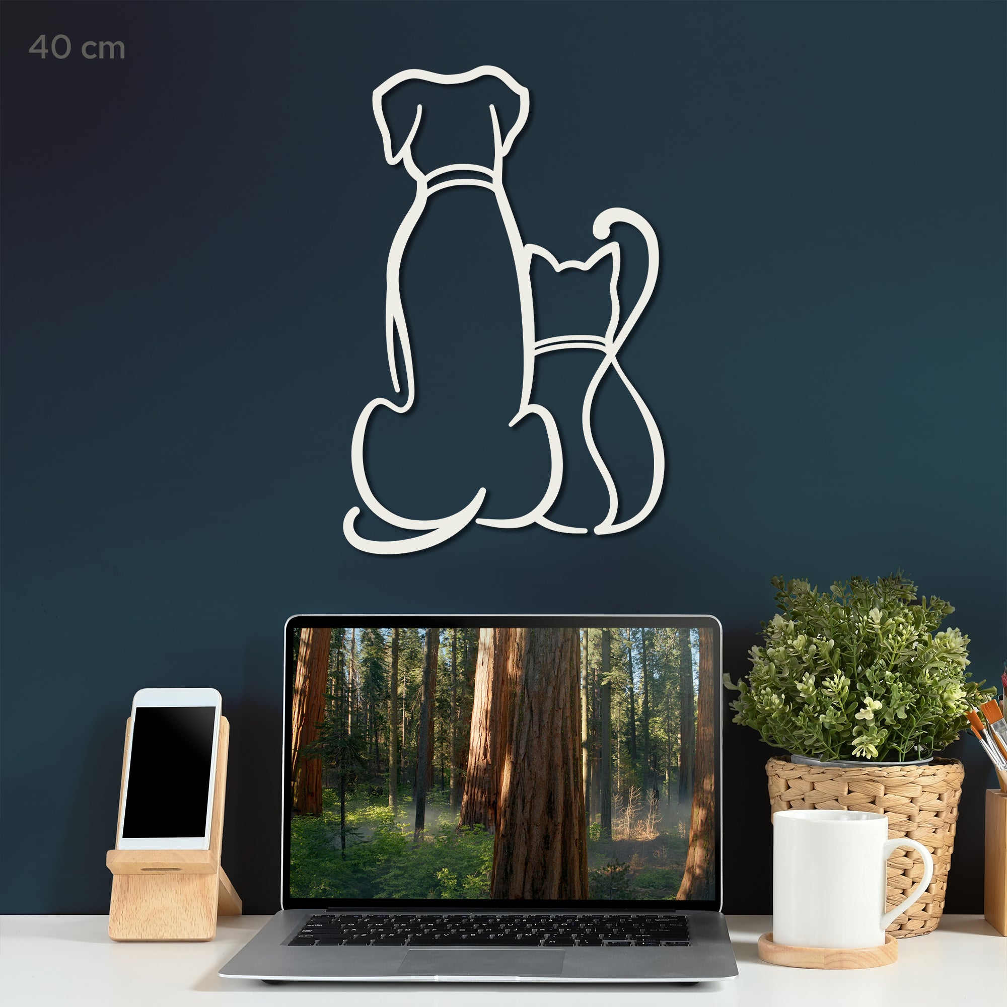 Dog and Cat Minimalist line art. Pets Steel wall art. Animal Themed Metal Wall Hanging Decor