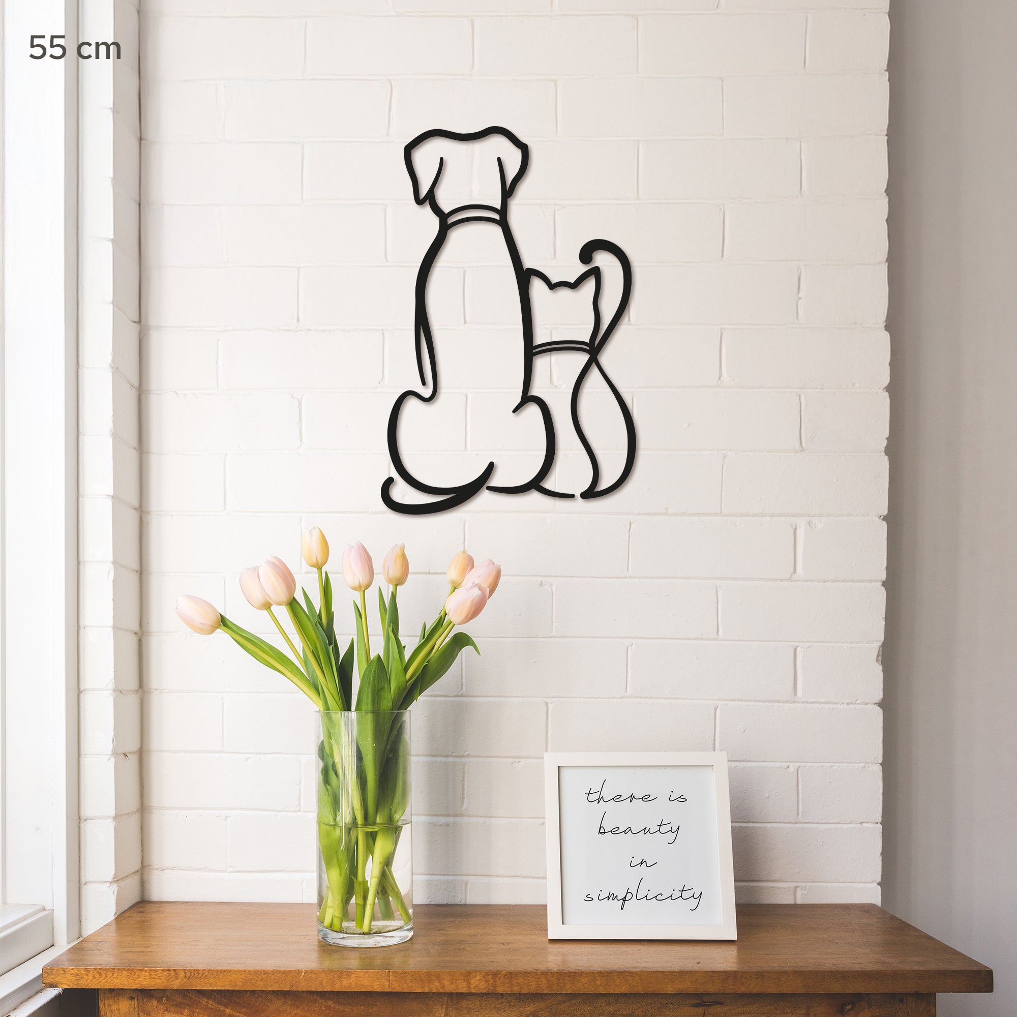 Dog and Cat Minimalist line art. Pets Steel wall art. Animal Themed Metal Wall Hanging Decor