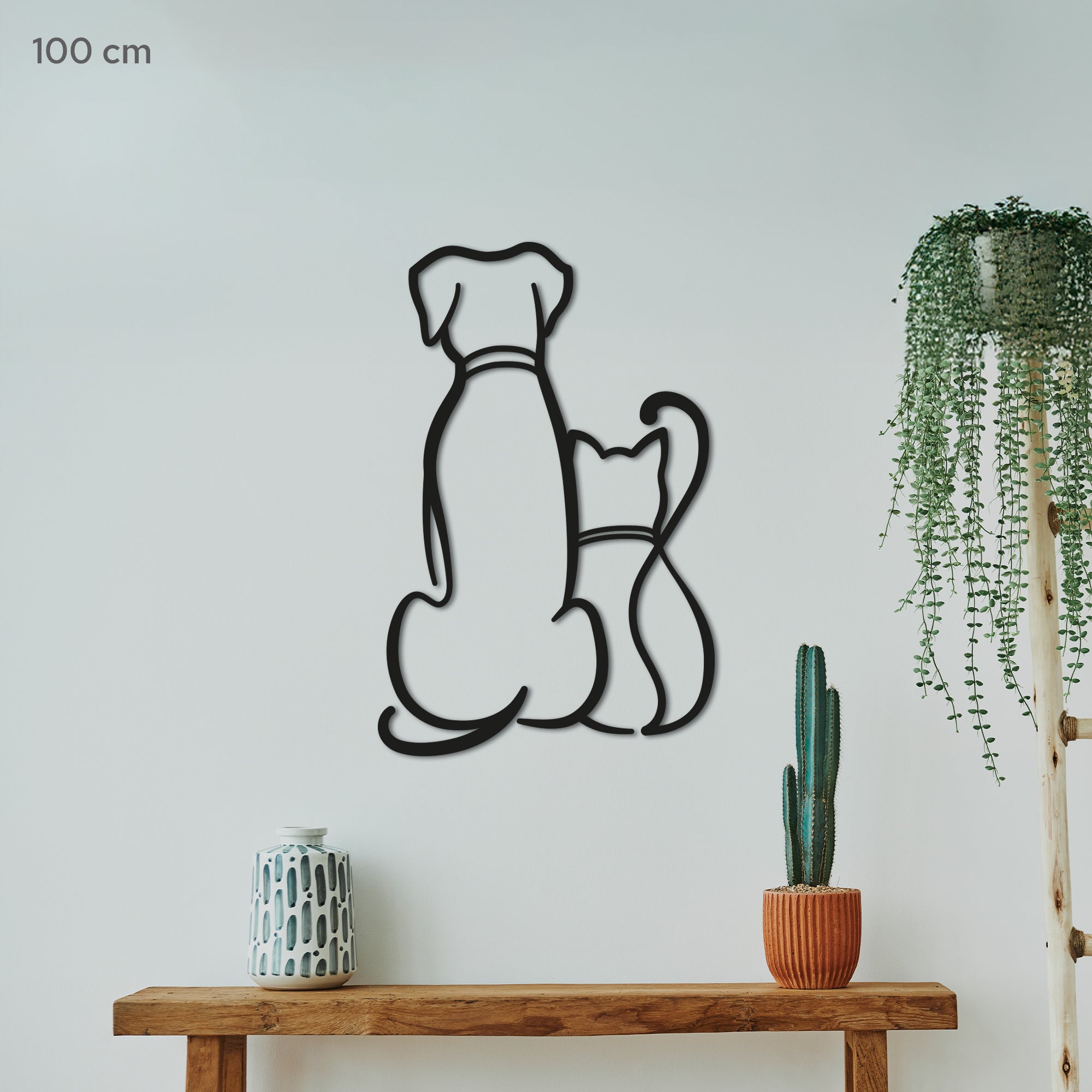 Dog and Cat Minimalist line art. Pets Steel wall art. Animal Themed Metal Wall Hanging Decor