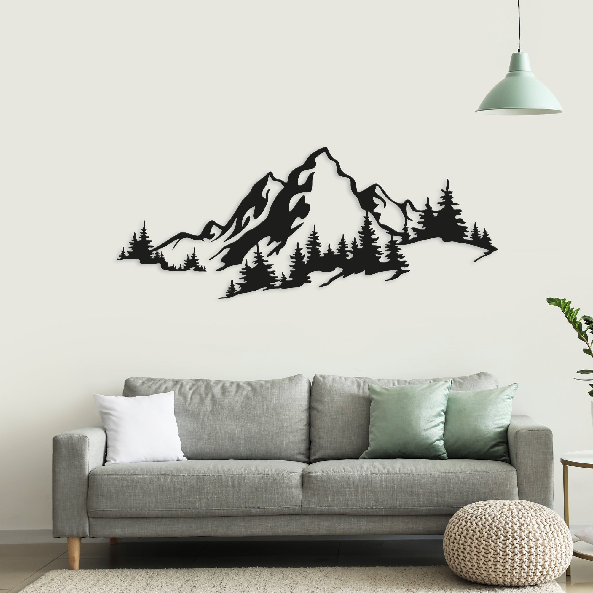 Metal Mountain and Forest Wall Art – Nature Inspired Steel Wall Hanging – Rustic Cabin & Modern Home Decor