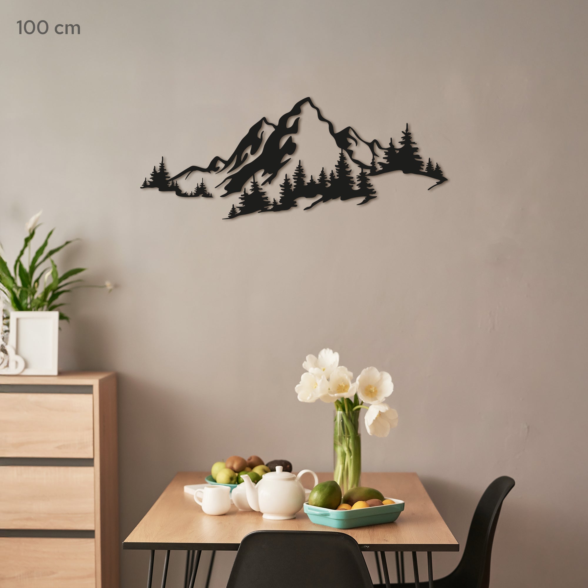 Metal Mountain and Forest Wall Art – Nature Inspired Steel Wall Hanging – Rustic Cabin & Modern Home Decor