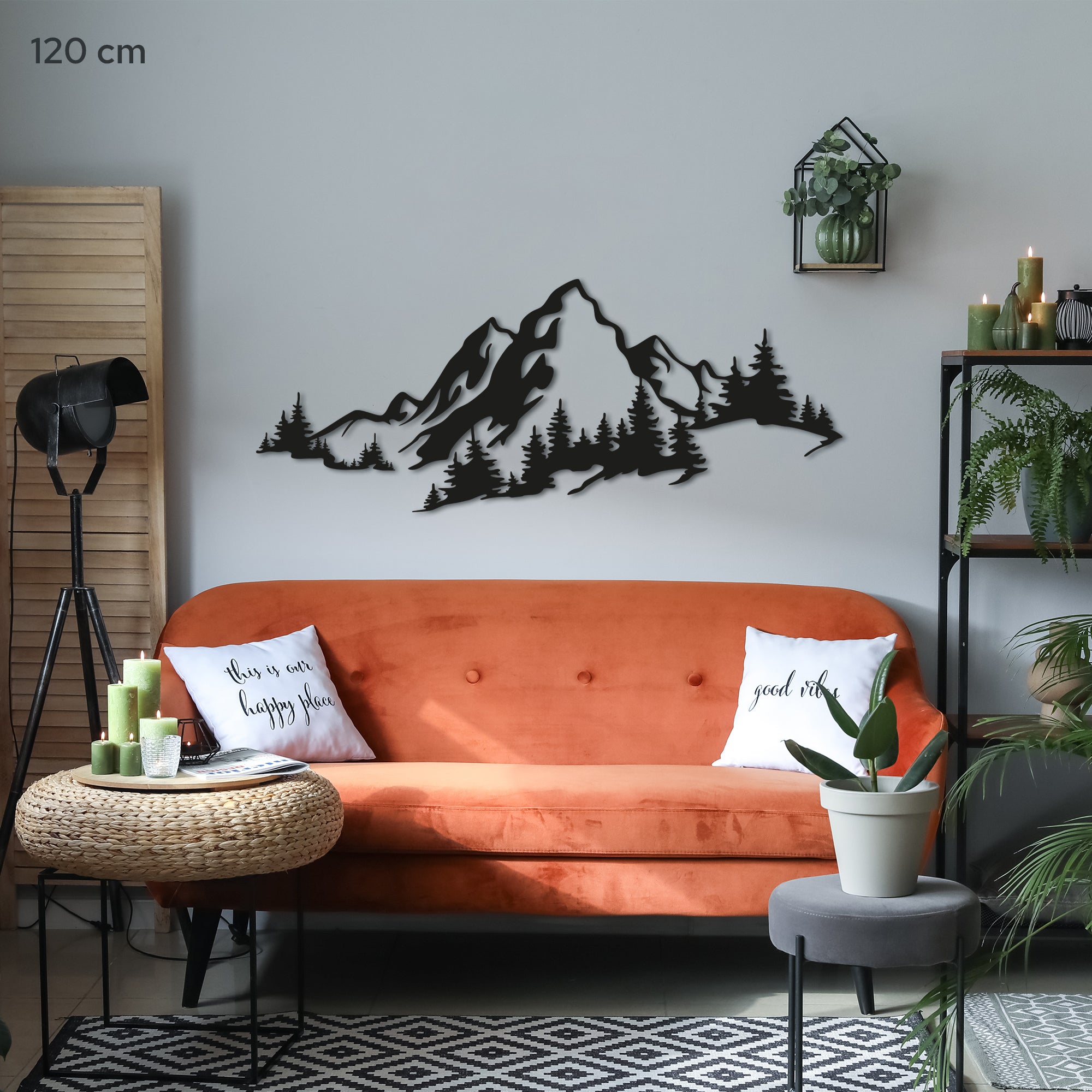 Metal Mountain and Forest Wall Art – Nature Inspired Steel Wall Hanging – Rustic Cabin & Modern Home Decor