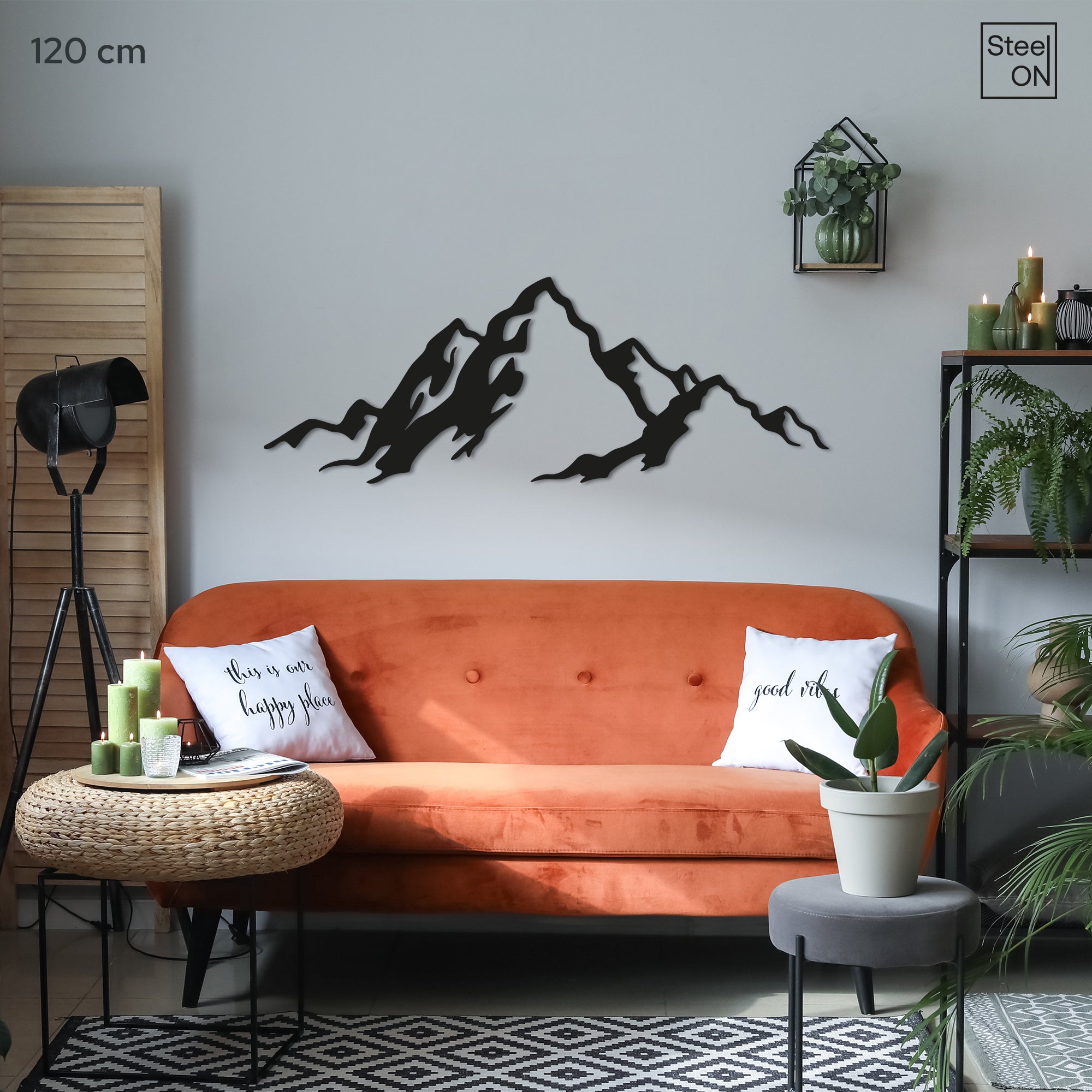 Metal Mountain Wall Art – Modern Steel Wall Decor for Living Room, Bedroom or Office