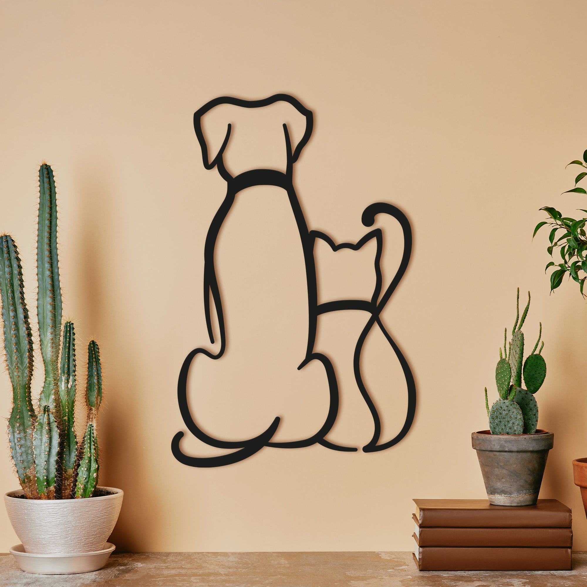 Dog and Cat Minimalist line art 2 Pets Steel wall art. Animal Themed Metal Wall Hanging Decor (kopija)