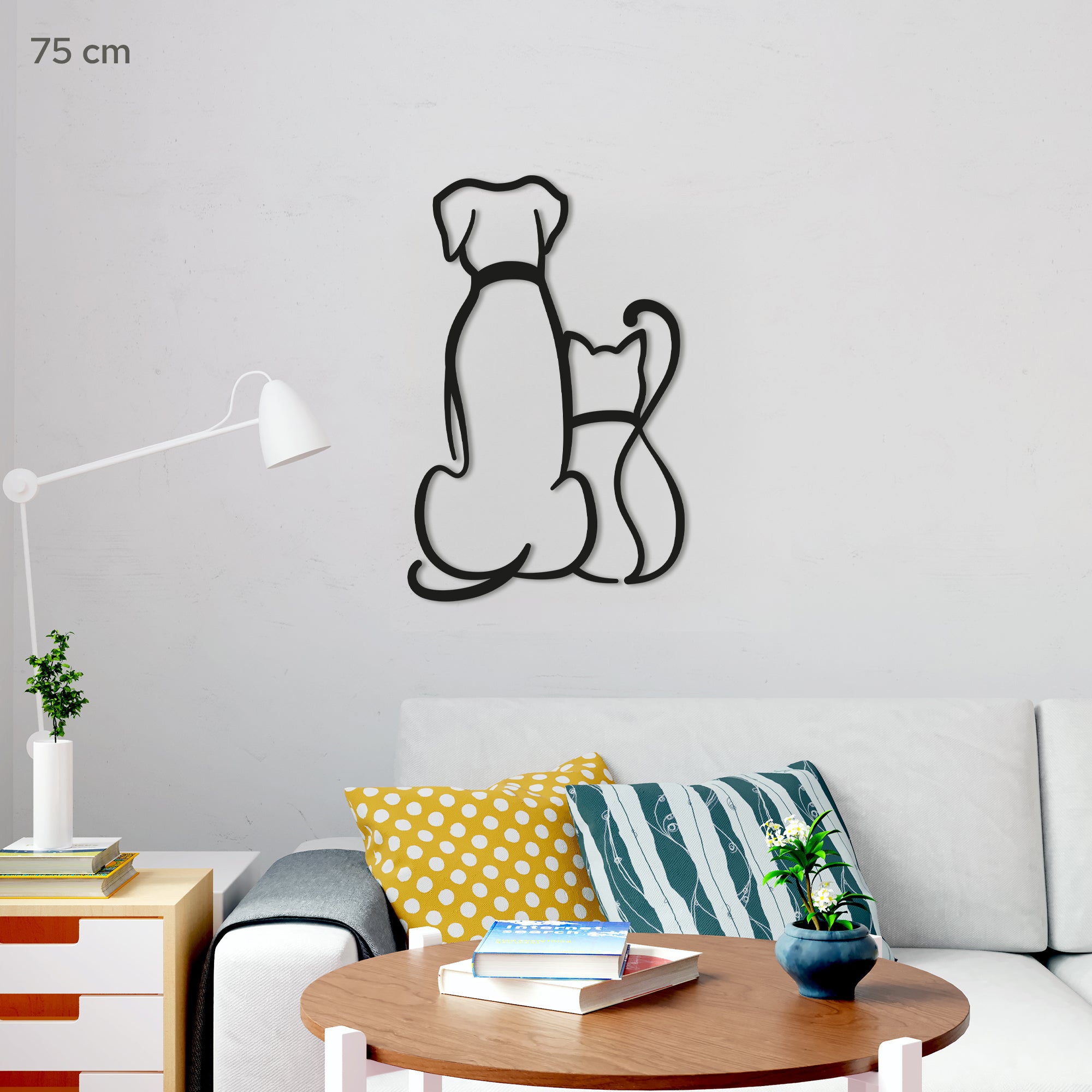 Dog and Cat Minimalist line art 2 Pets Steel wall art. Animal Themed Metal Wall Hanging Decor (kopija)