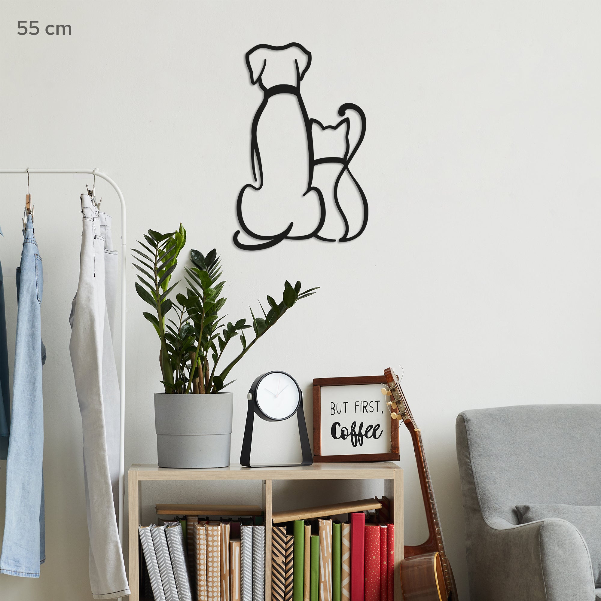 Dog and Cat Minimalist line art 2 Pets Steel wall art. Animal Themed Metal Wall Hanging Decor (kopija)