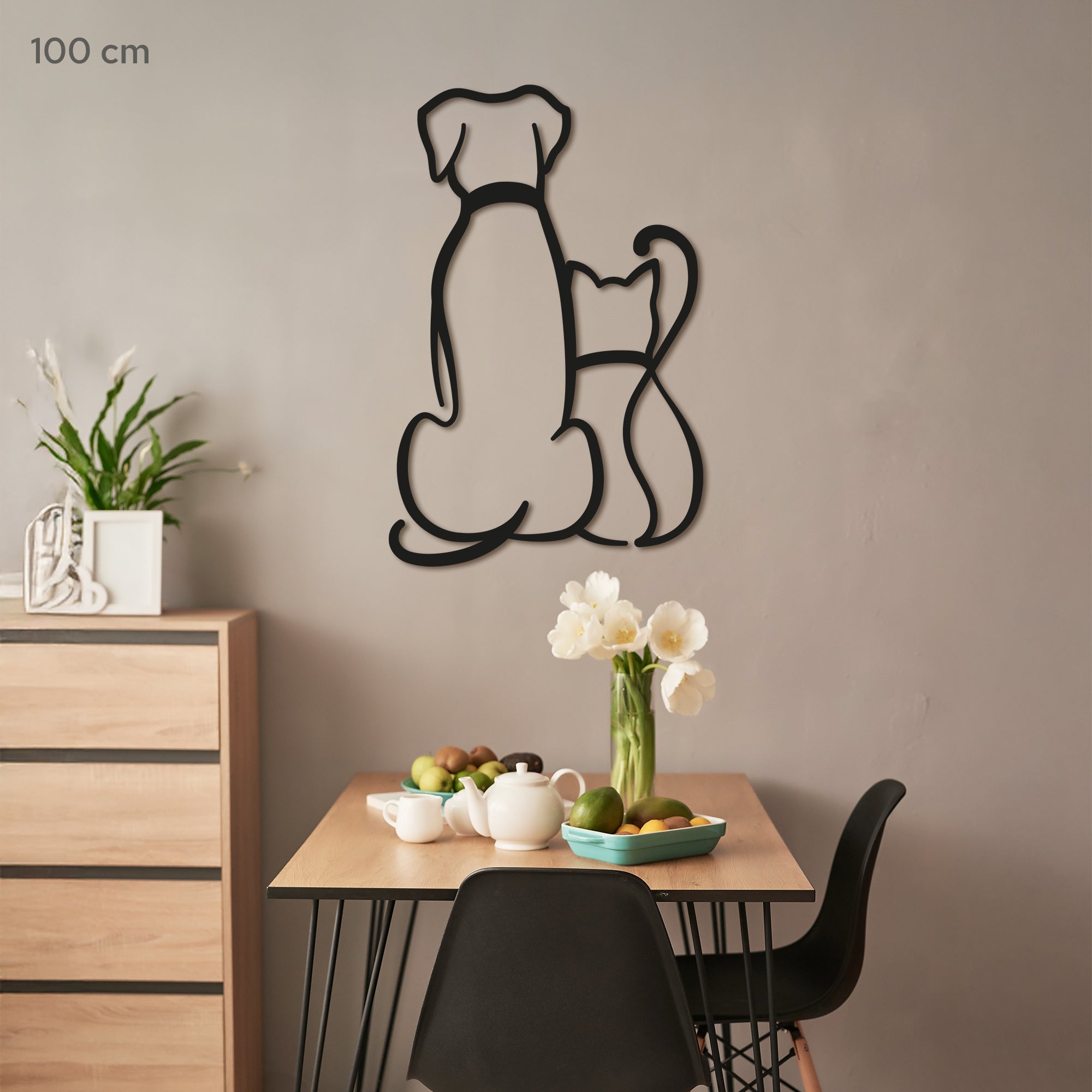 Dog and Cat Minimalist line art 2 Pets Steel wall art. Animal Themed Metal Wall Hanging Decor (kopija)