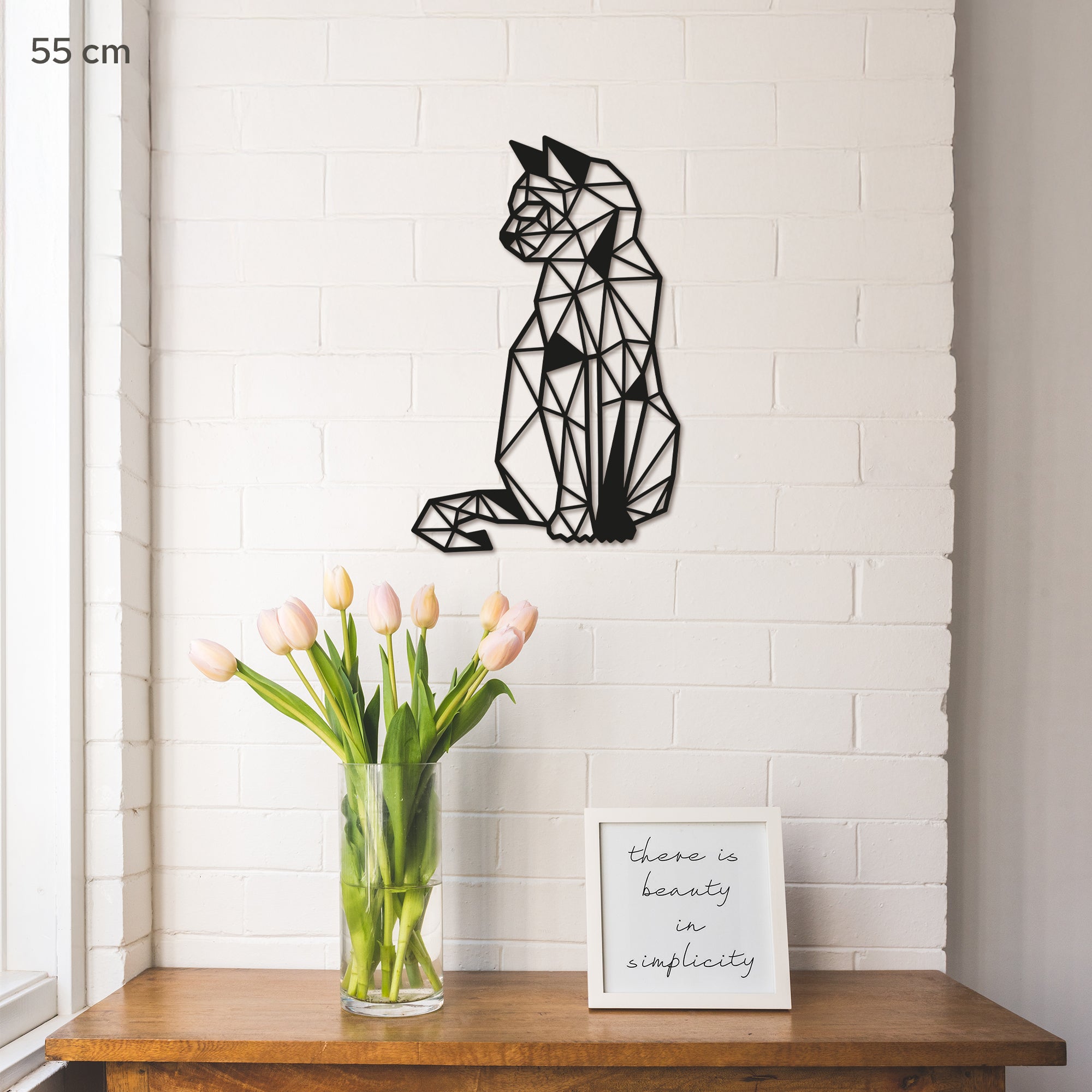 Cat Minimalist geometric line art V2. Pets Steel wall art. Animal Themed Metal Wall Hanging Decor.