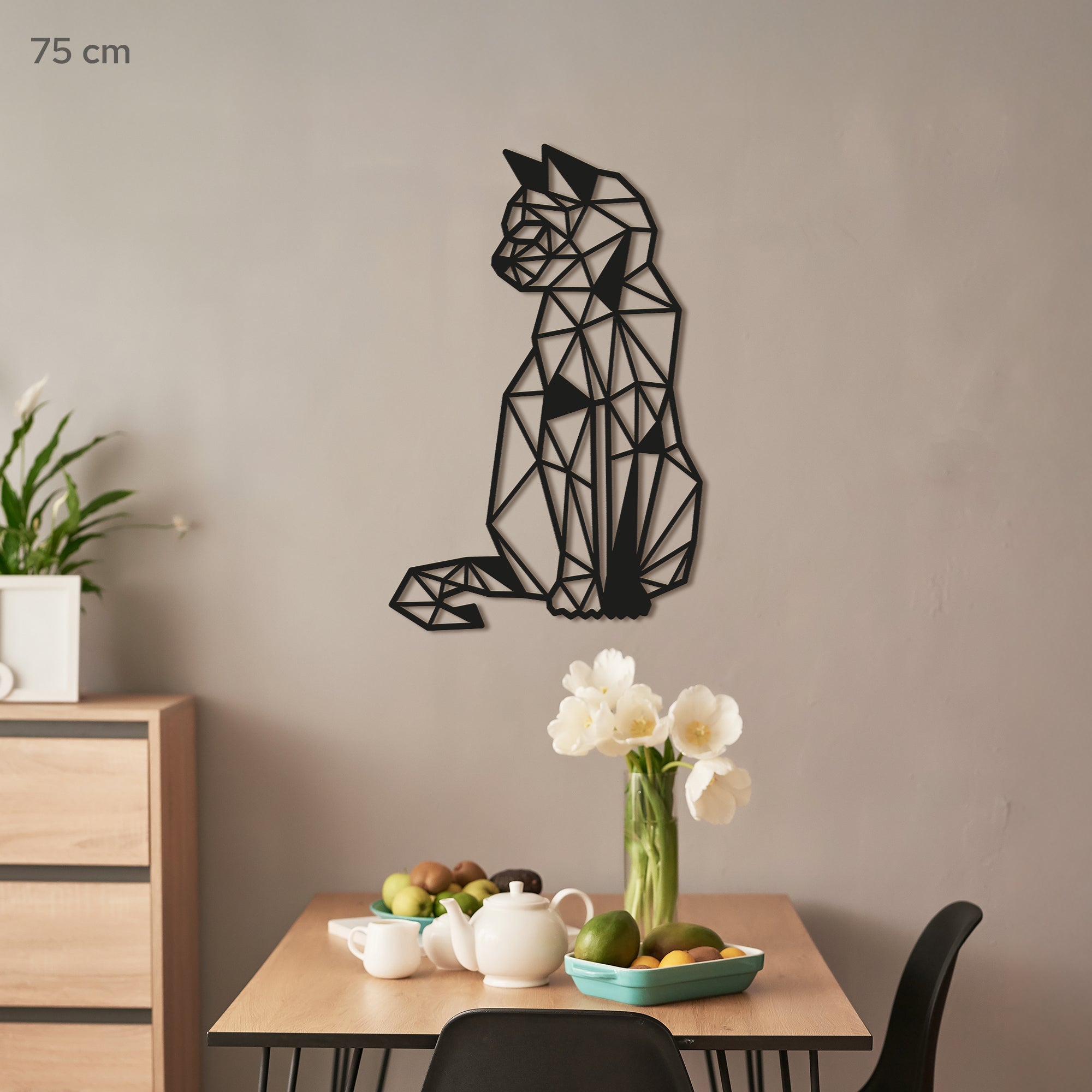 Cat Minimalist geometric line art V2. Pets Steel wall art. Animal Themed Metal Wall Hanging Decor.