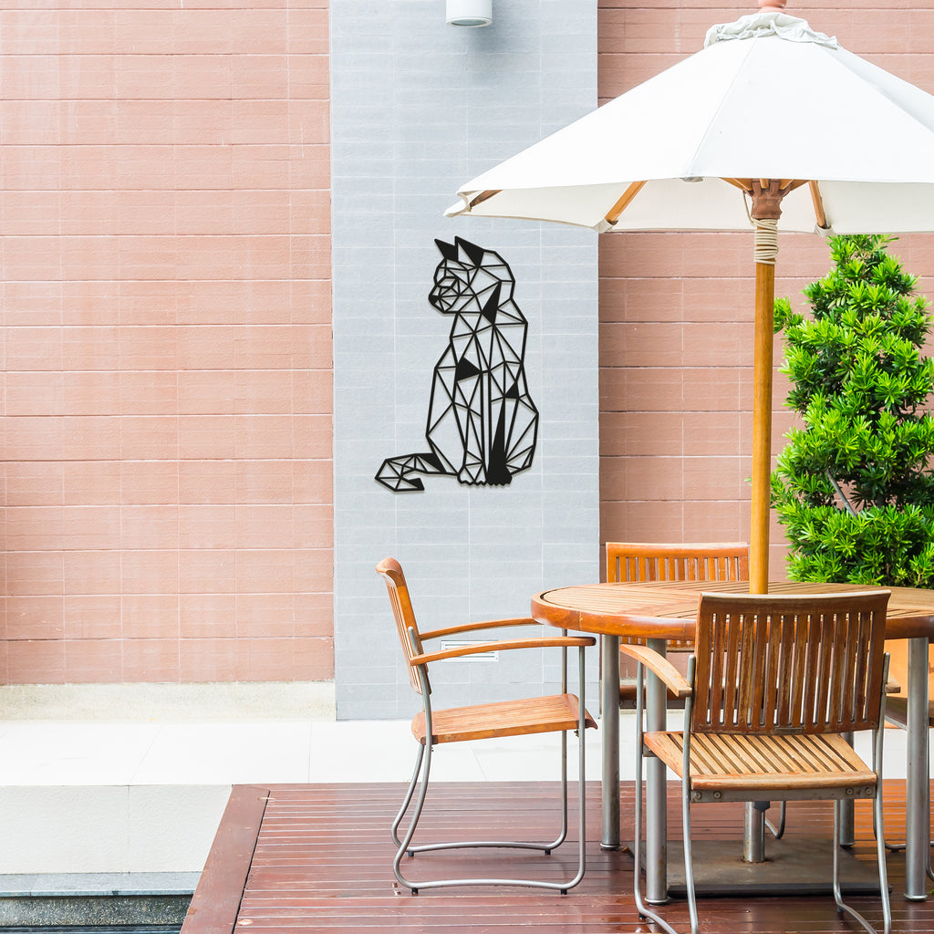 Cat Minimalist geometric line art V2. Pets Steel wall art. Animal Themed Metal Wall Hanging Decor.