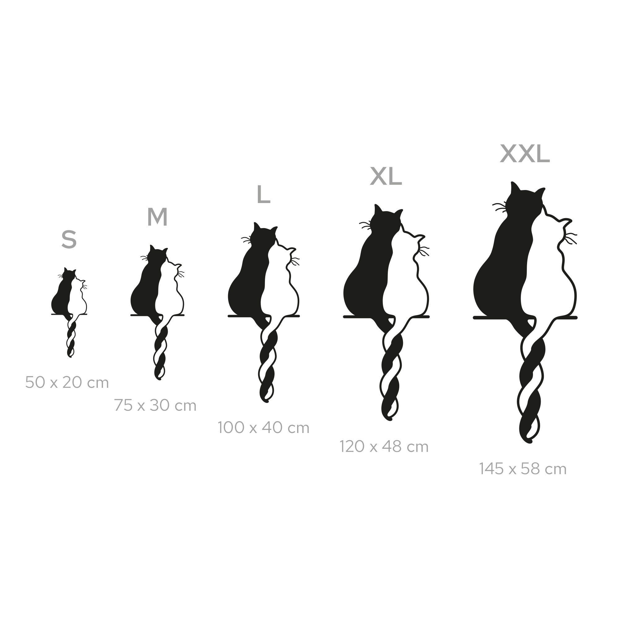 Two Black and White Cats Steel Wall Art. Animal Themed Metal Wall Hanging Decor.