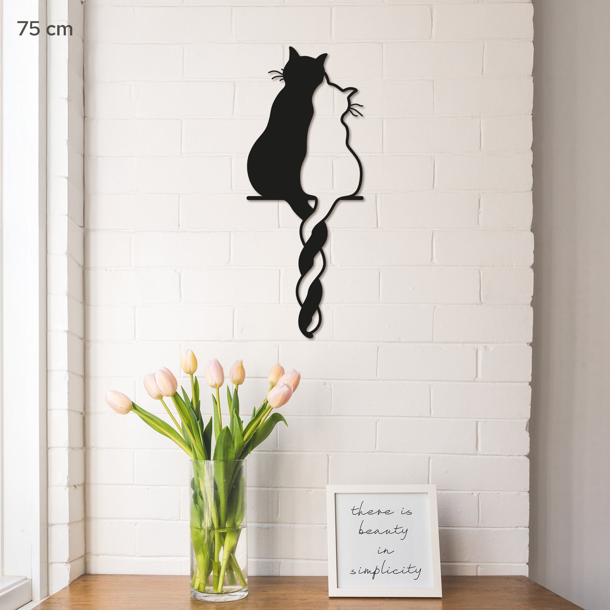 Two Black and White Cats Steel Wall Art. Animal Themed Metal Wall Hanging Decor.