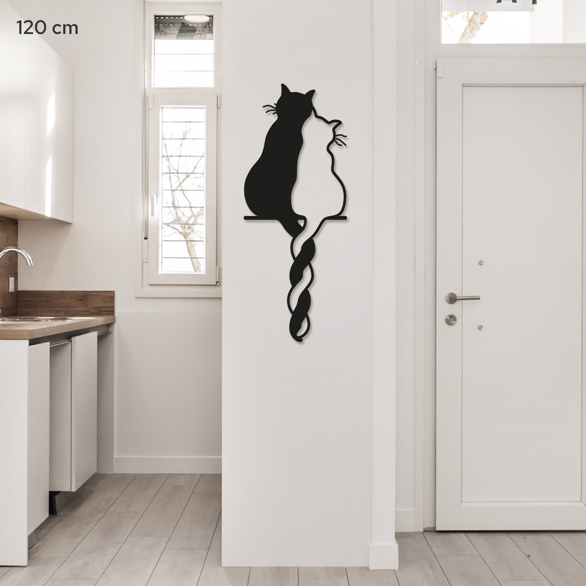 Two Black and White Cats Steel Wall Art. Animal Themed Metal Wall Hanging Decor.