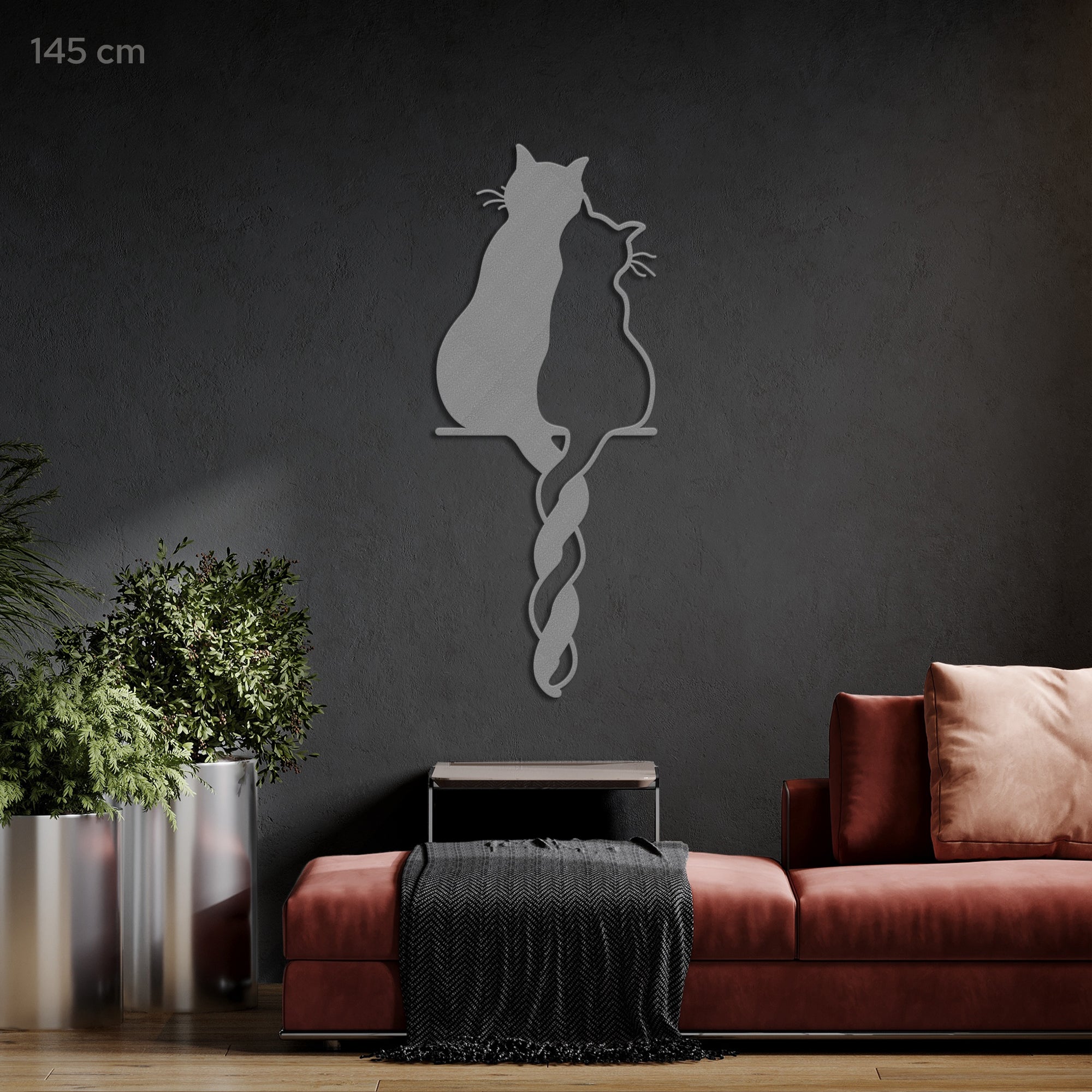 Two Black and White Cats Steel Wall Art. Animal Themed Metal Wall Hanging Decor.
