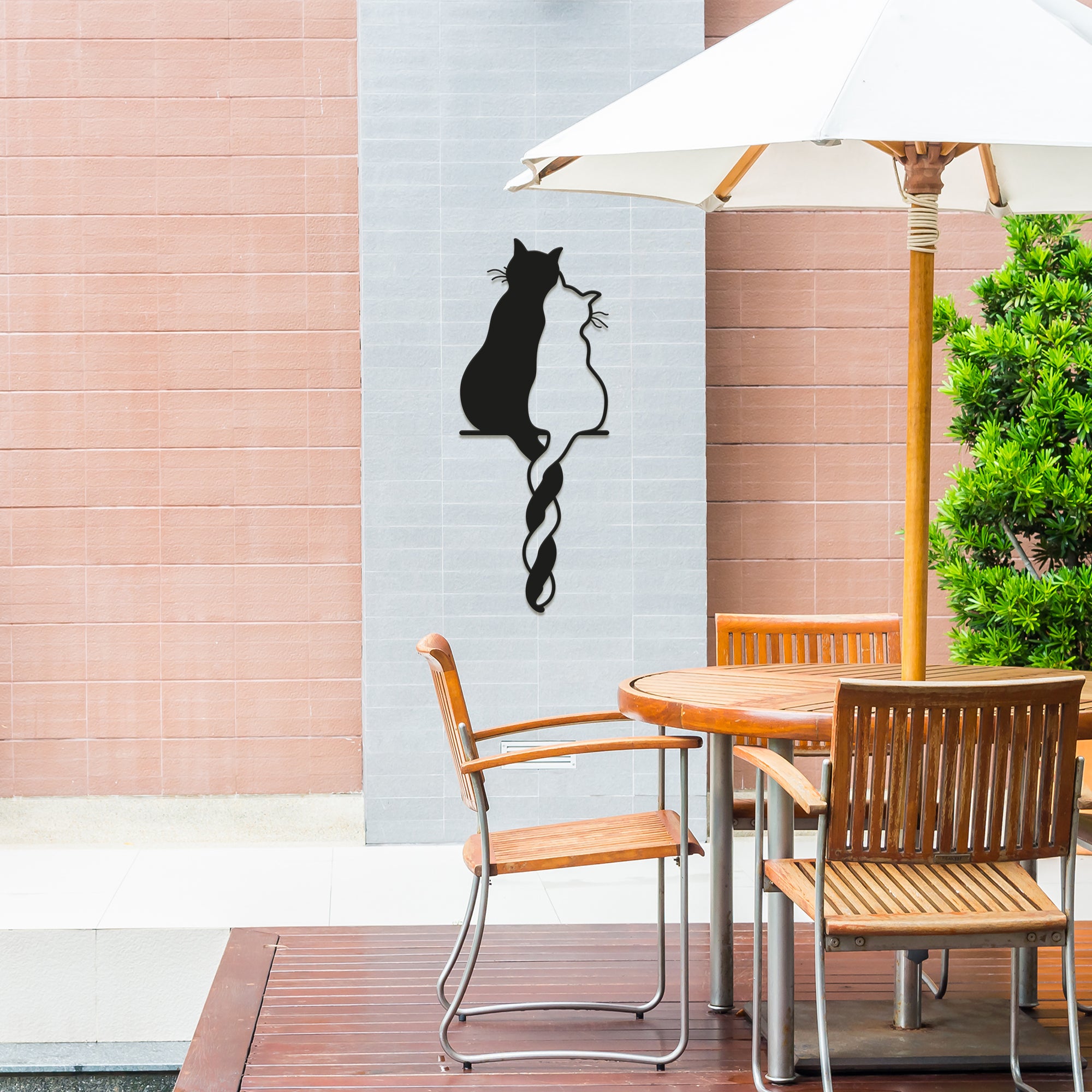 Two Black and White Cats Steel Wall Art. Animal Themed Metal Wall Hanging Decor.