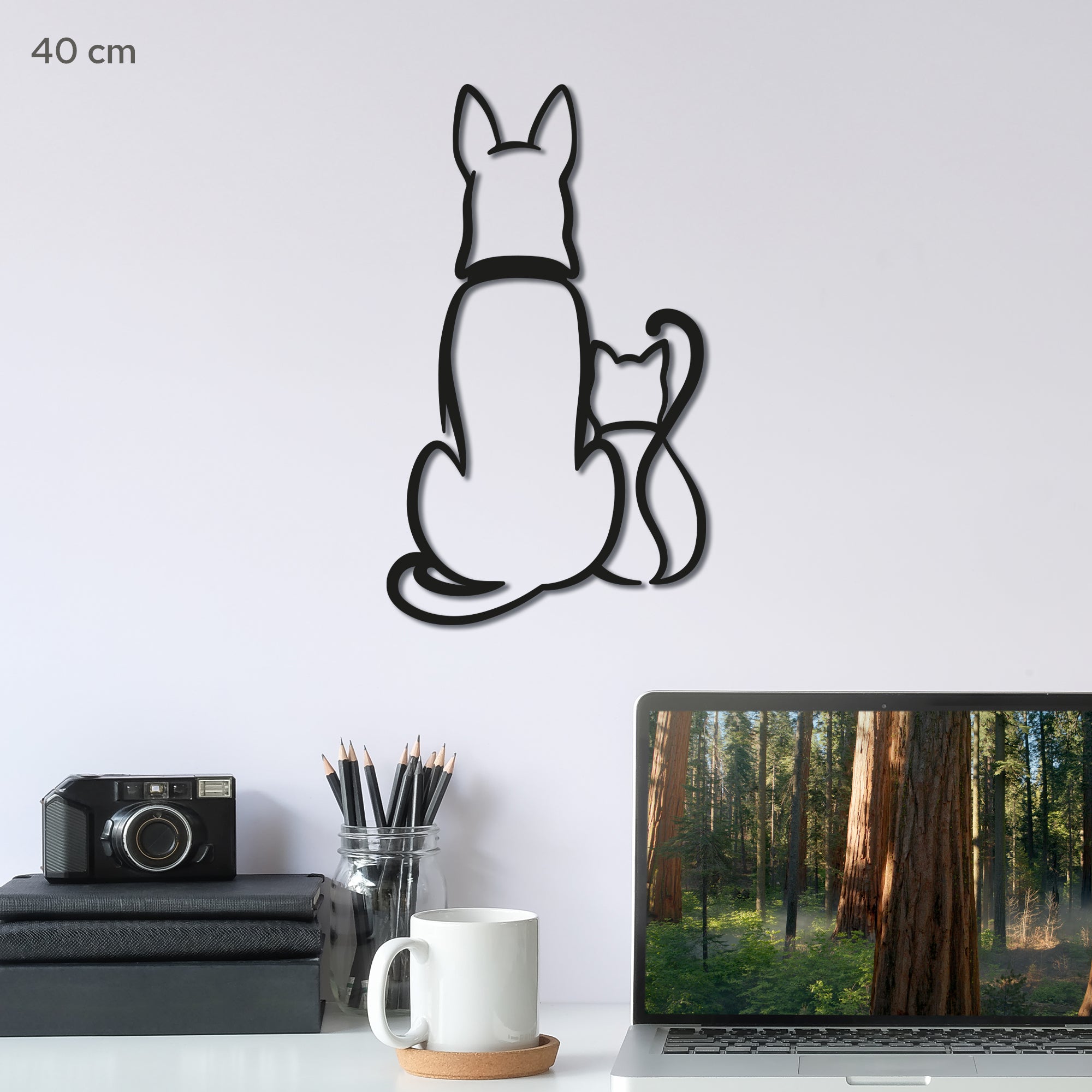 Dog and Cat Minimalist line art. Pets Steel wall art. Animal Themed Metal Wall Hanging Decor.