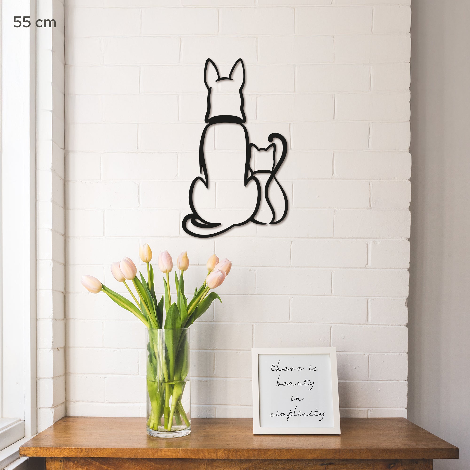 Dog and Cat Minimalist line art. Pets Steel wall art. Animal Themed Metal Wall Hanging Decor.