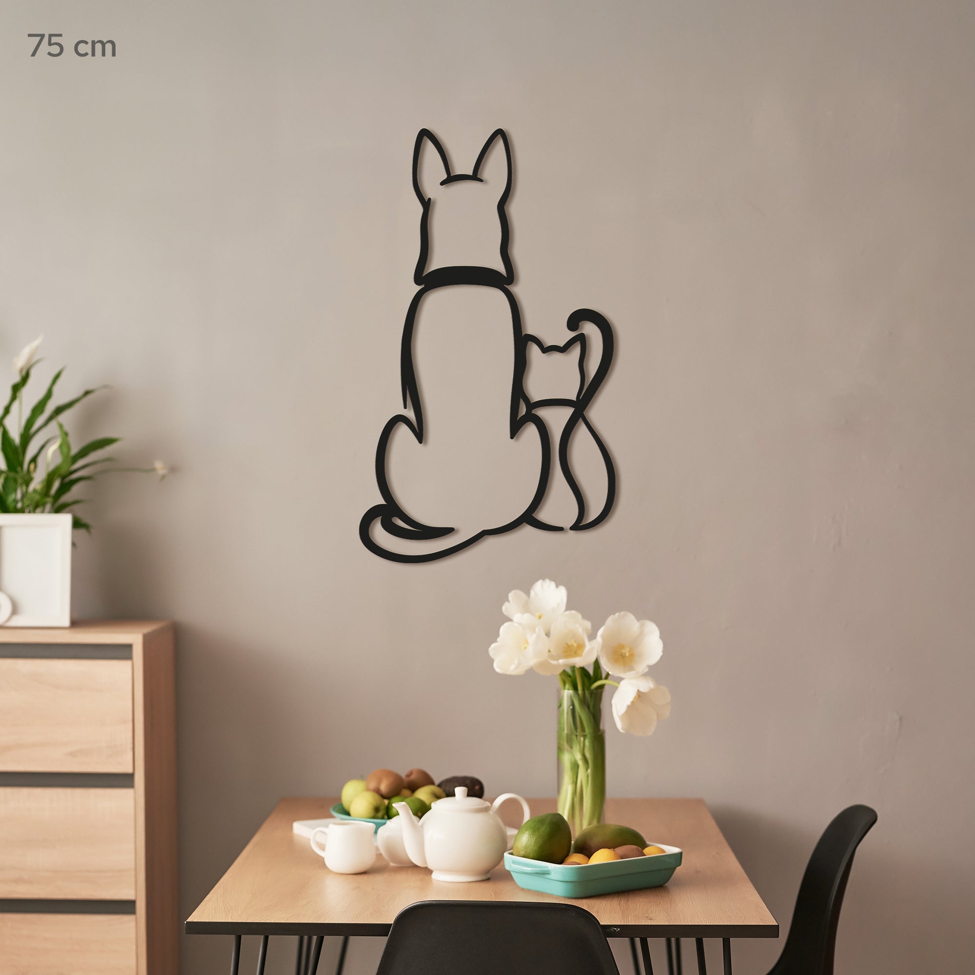 Dog and Cat Minimalist line art. Pets Steel wall art. Animal Themed Metal Wall Hanging Decor.