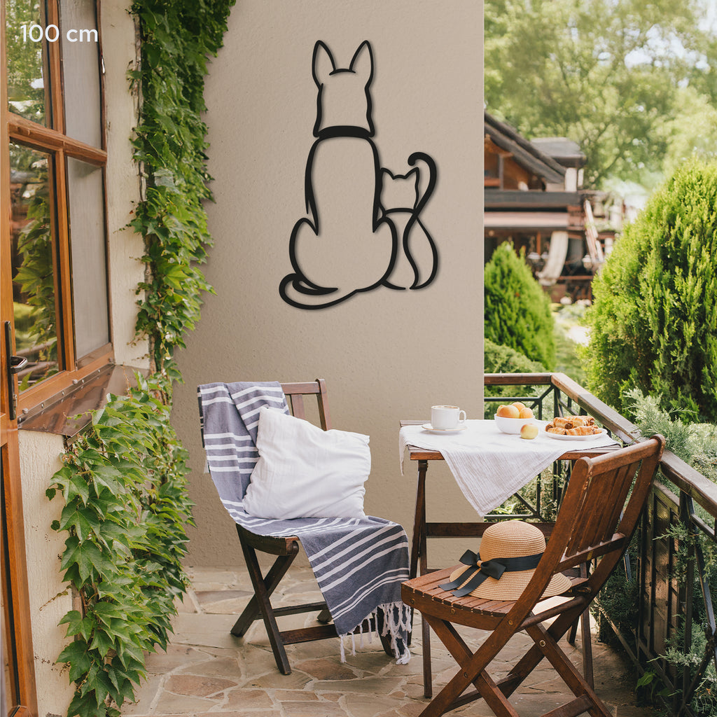 Dog and Cat Minimalist line art. Pets Steel wall art. Animal Themed Metal Wall Hanging Decor.