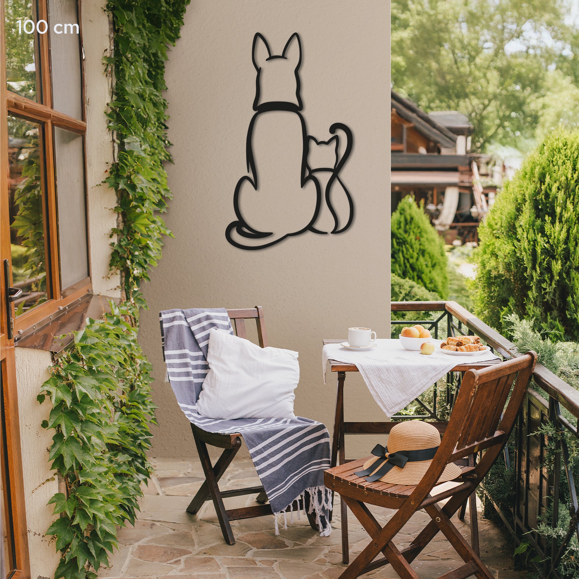 Dog and Cat Minimalist line art. Pets Steel wall art. Animal Themed Metal Wall Hanging Decor.