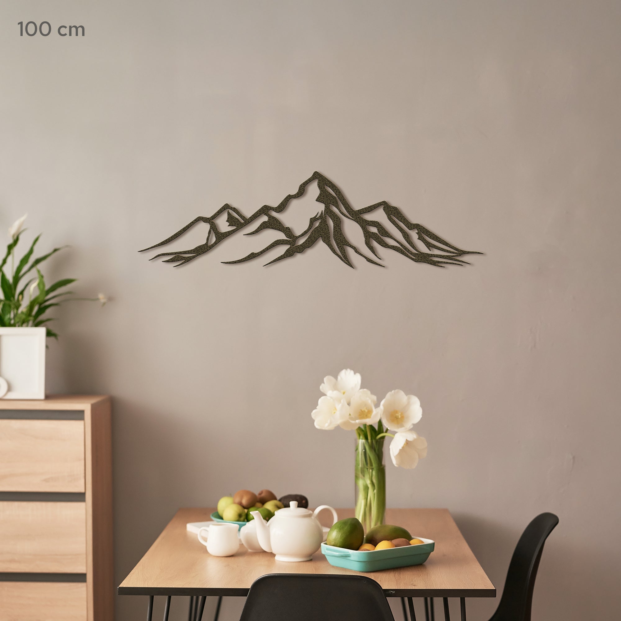 Metal Mountain Wall Art – Modern Steel Mountain Decor – Minimalist Nature Wall Hanging for Living Room, Bedroom, Cabin