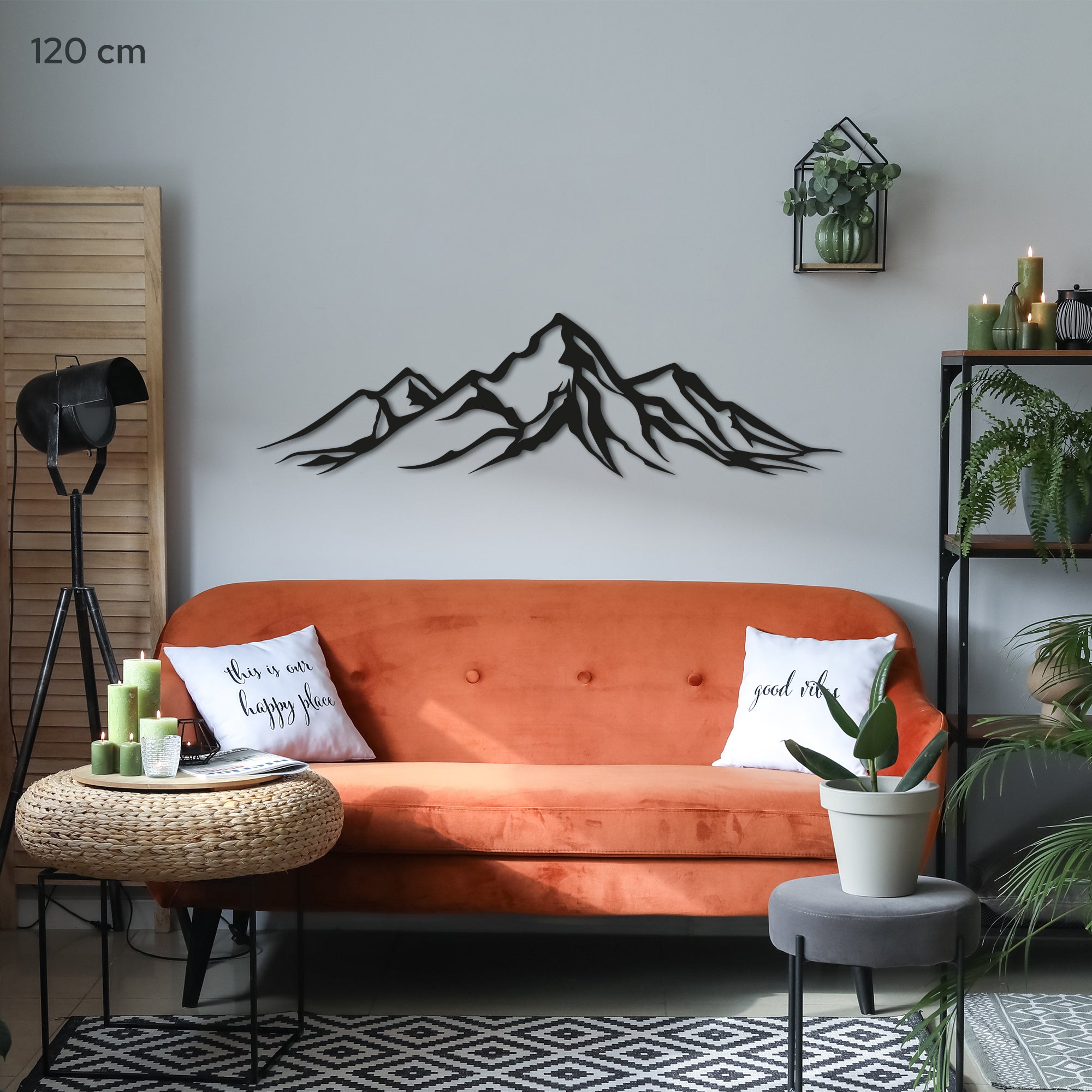 Metal Mountain Wall Art – Modern Steel Mountain Decor – Minimalist Nature Wall Hanging for Living Room, Bedroom, Cabin