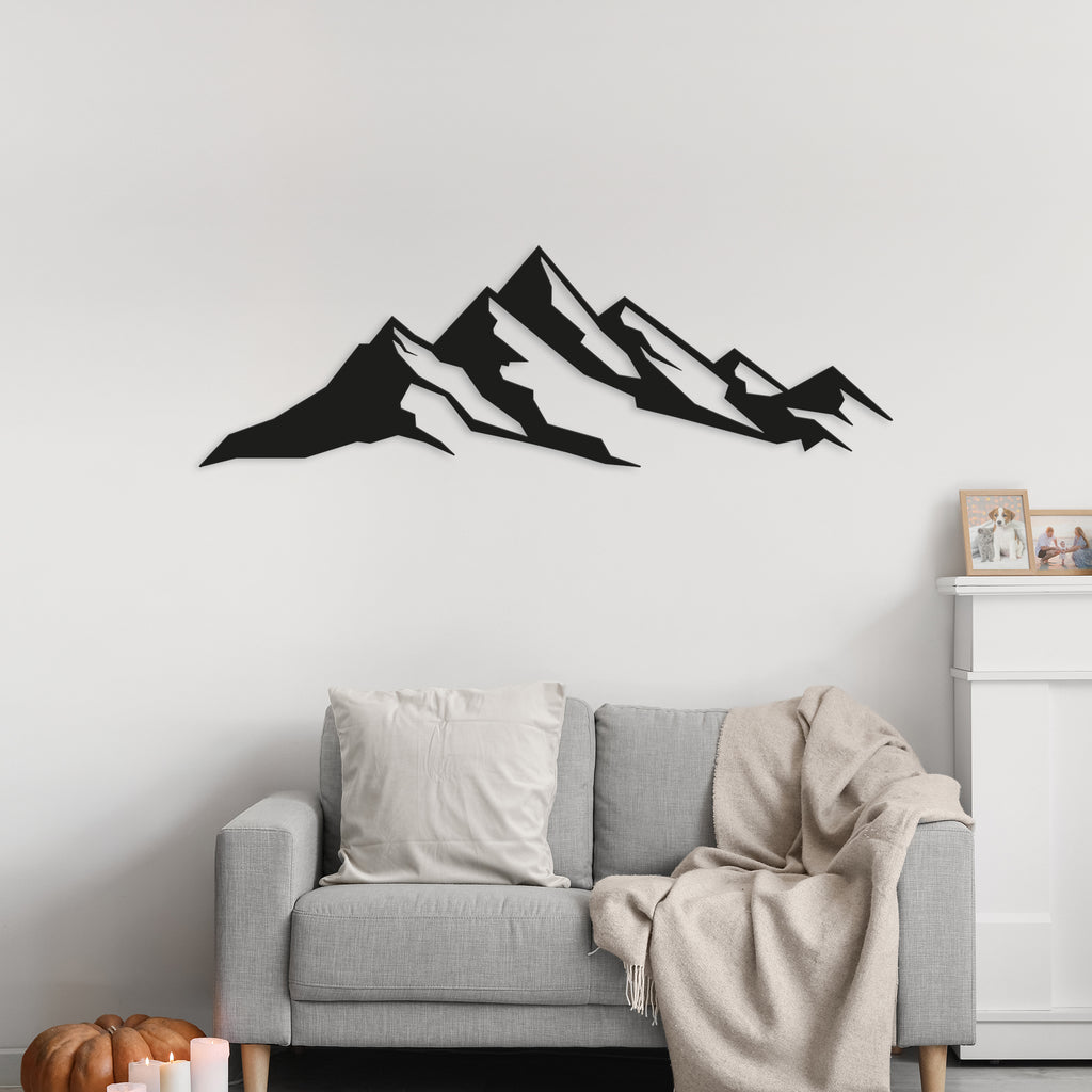 Simple Mountains Steel Wall Art. Nature Themed Landscape Metal Wall Hanging Decor