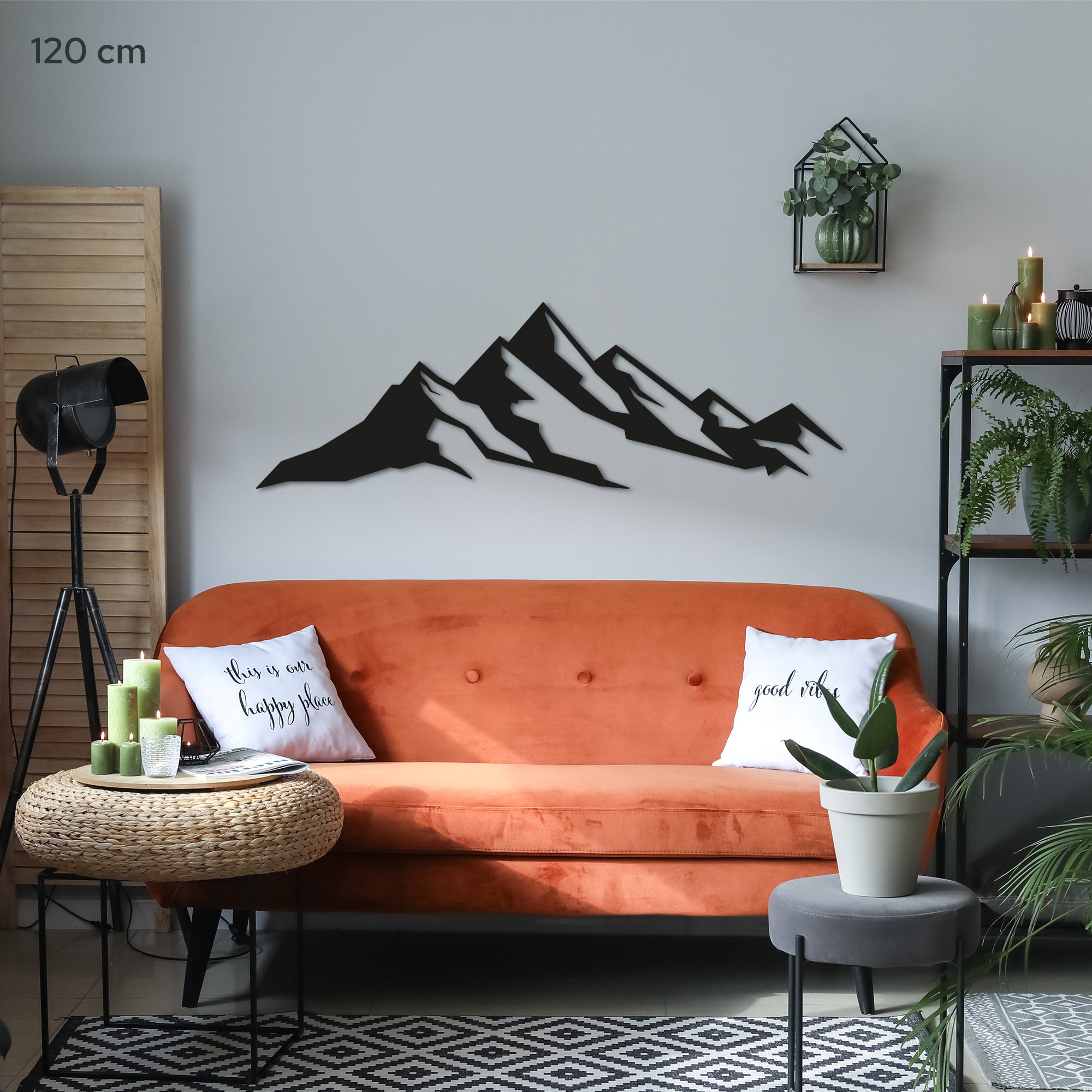Simple Mountains Steel Wall Art. Nature Themed Landscape Metal Wall Hanging Decor