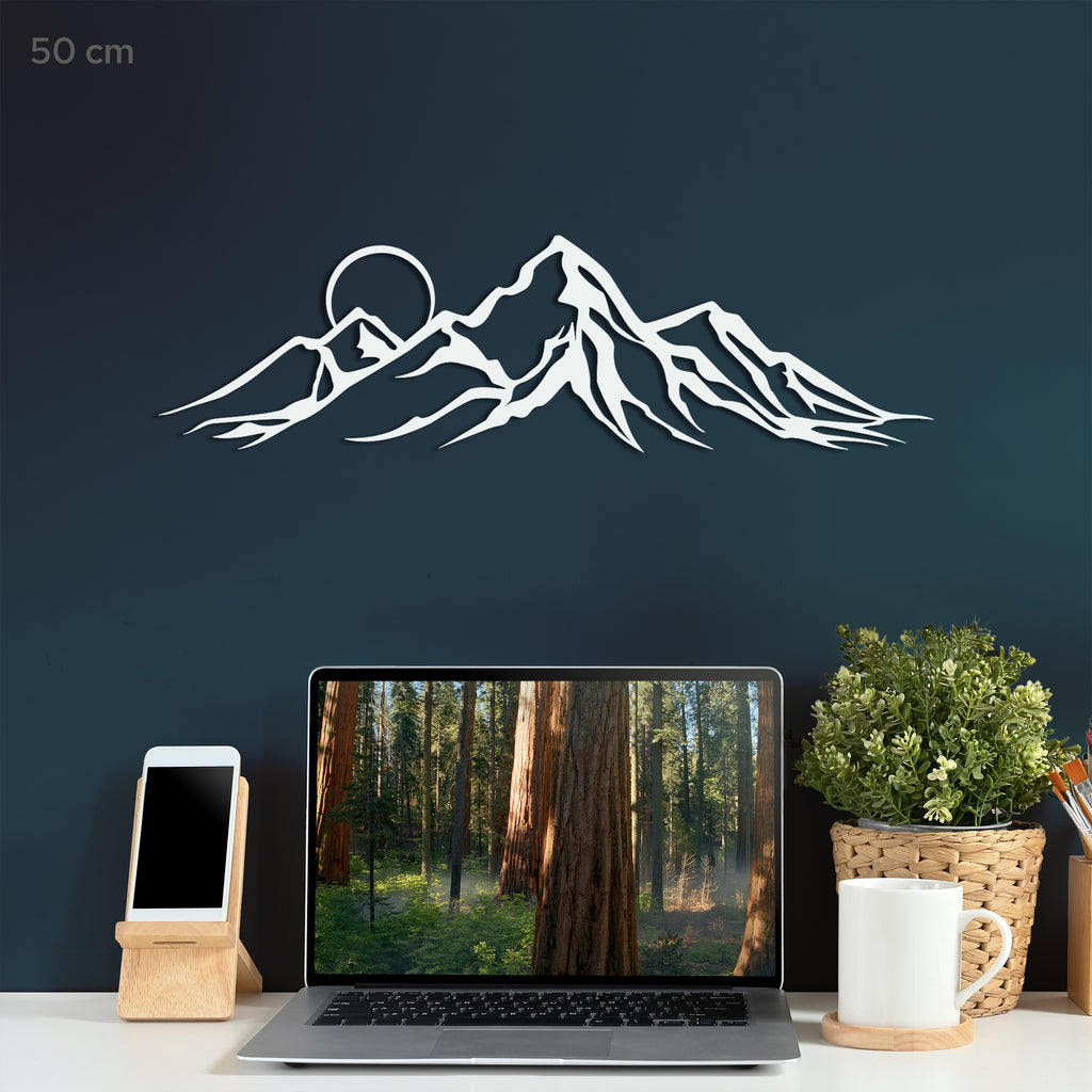 Mountains With moon Steel Wall Art. Nature Themed Landscape Metal Wall Hanging Decor