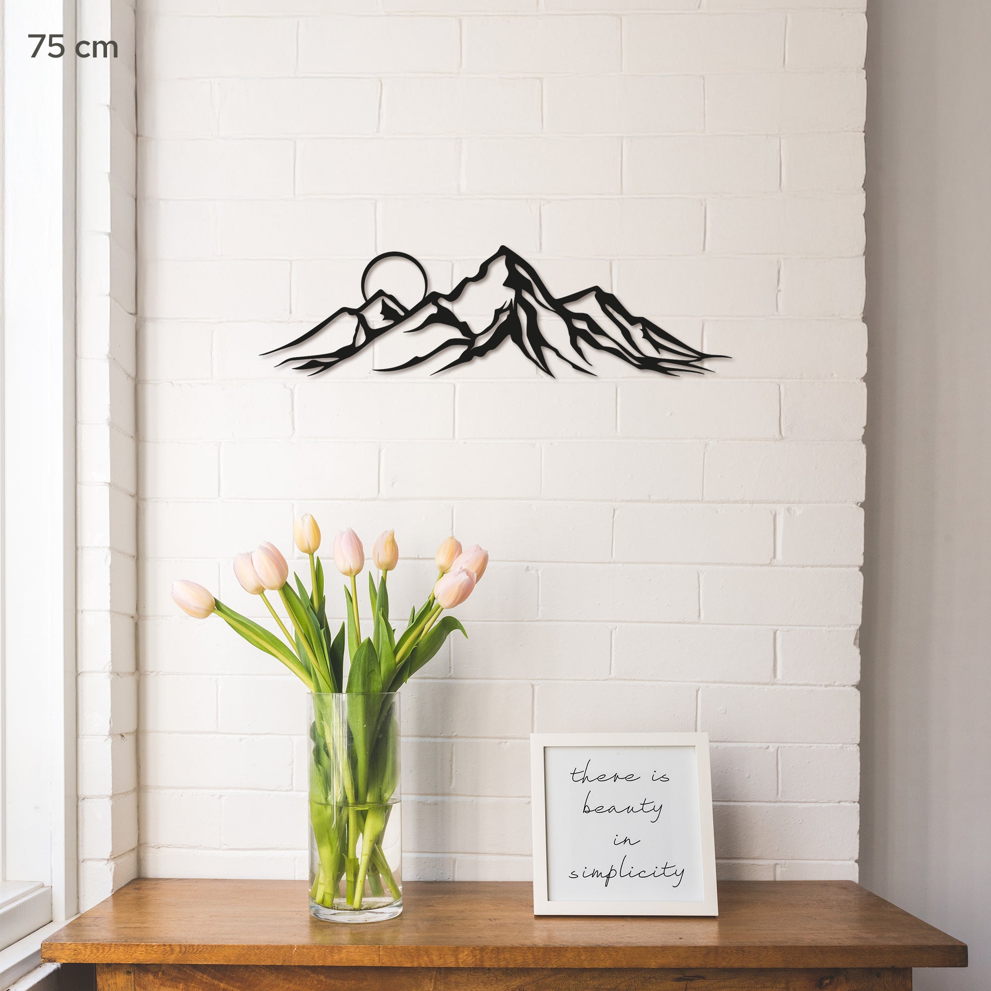Mountains With moon Steel Wall Art. Nature Themed Landscape Metal Wall Hanging Decor