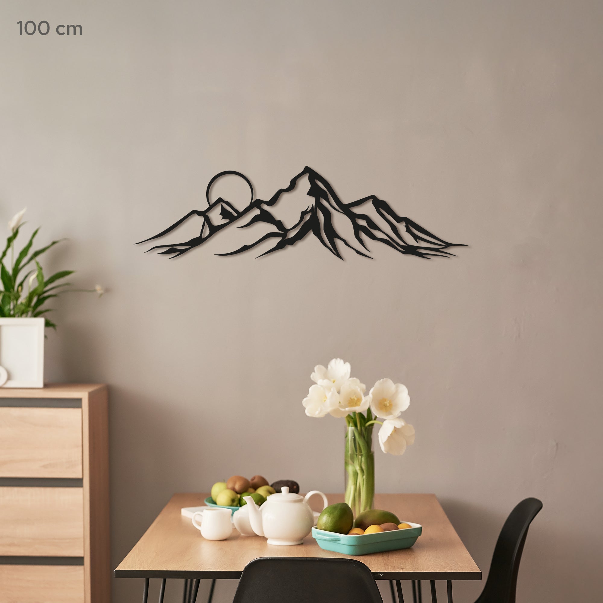 Mountains With moon Steel Wall Art. Nature Themed Landscape Metal Wall Hanging Decor