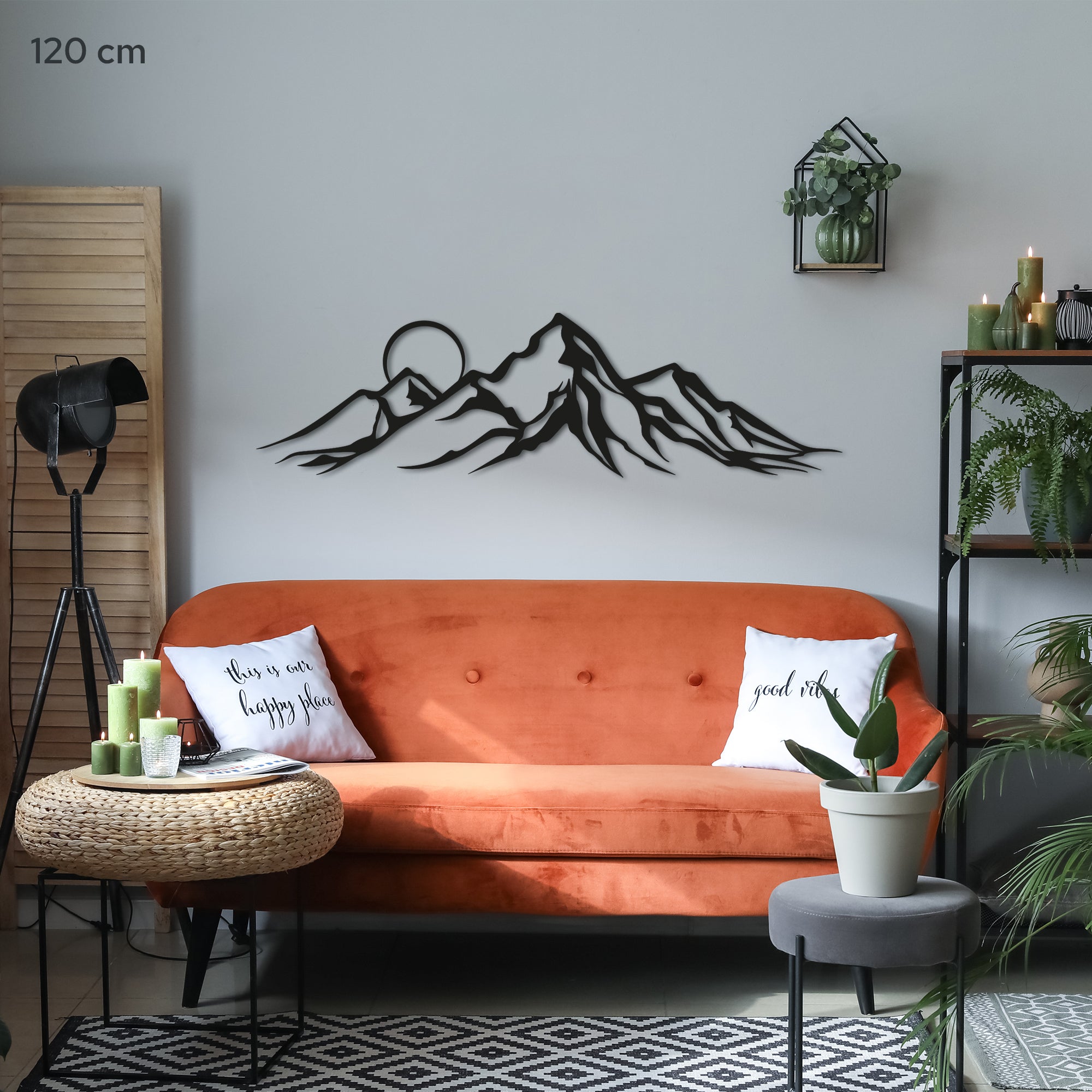 Mountains With moon Steel Wall Art. Nature Themed Landscape Metal Wall Hanging Decor