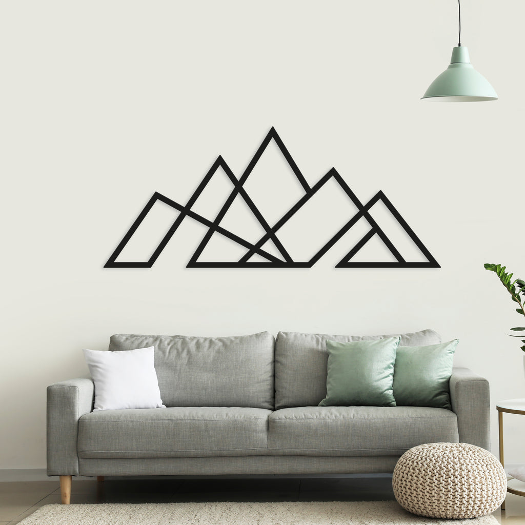Mountains Minimalistic Design. Steel Wall Art. Nature Themed Landscape Metal Wall Hanging Decor
