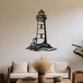 Lighthouse Metal Wall Art – Nautical Coastal Decor for Living Room or Bedroom. Black Steel Wall Decoration. Modern Ocean-Themed Metal Art