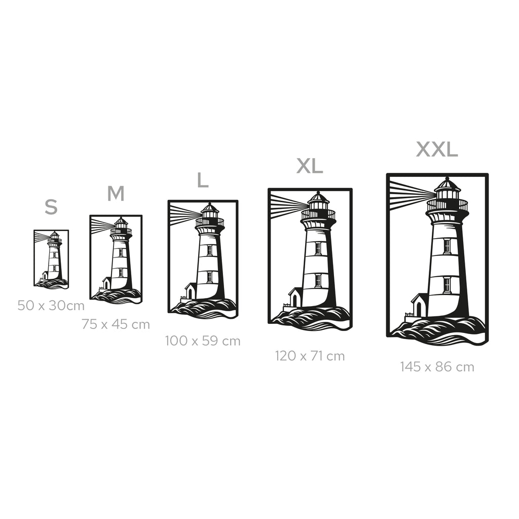 Lighthouse Metal Wall Art – Nautical Coastal Decor for Living Room or Bedroom. Black Steel Wall Decoration. Modern Ocean-Themed Metal Art