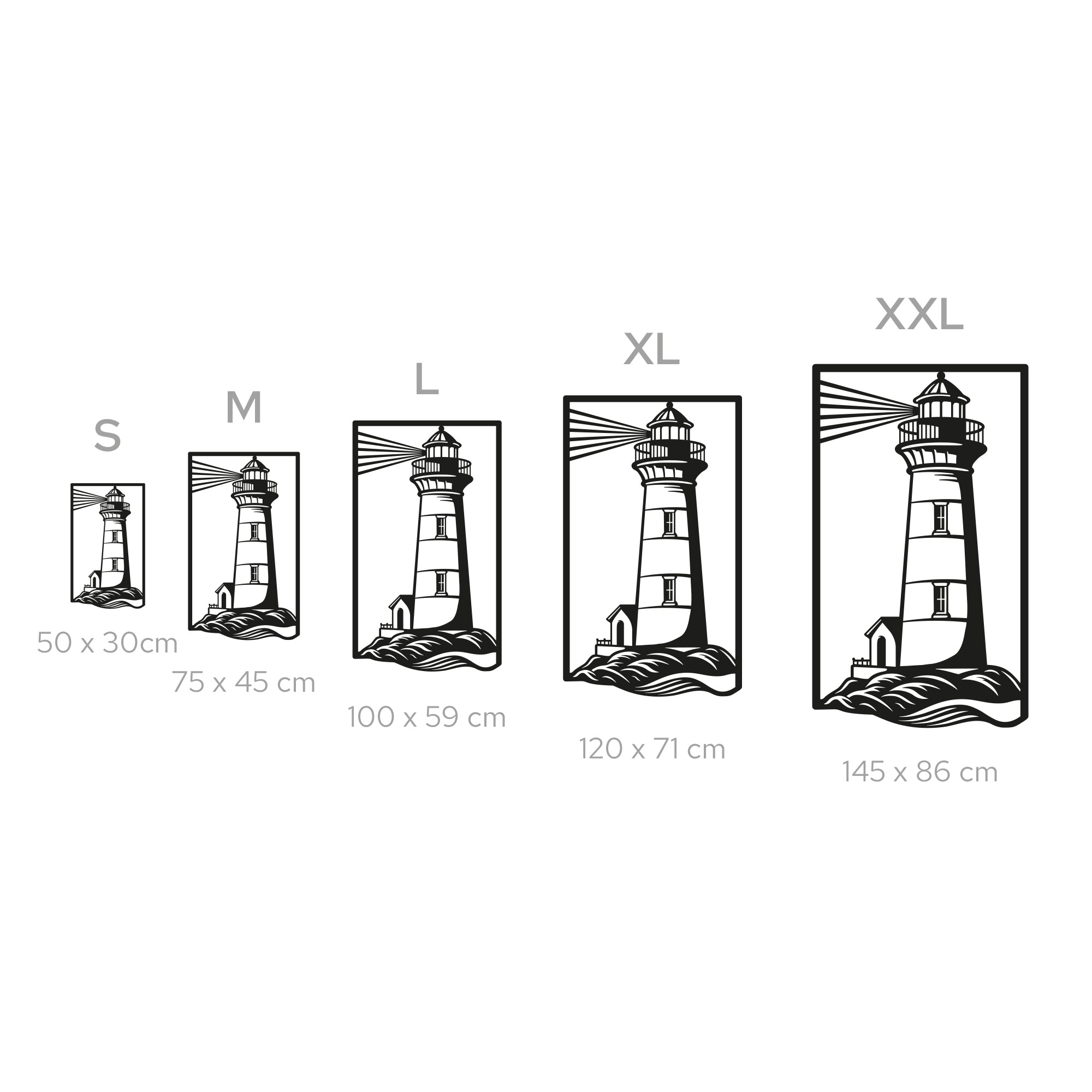 Lighthouse Metal Wall Art – Nautical Coastal Decor for Living Room or Bedroom. Black Steel Wall Decoration. Modern Ocean-Themed Metal Art