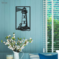 Lighthouse Metal Wall Art – Nautical Coastal Decor for Living Room or Bedroom. Black Steel Wall Decoration. Modern Ocean-Themed Metal Art