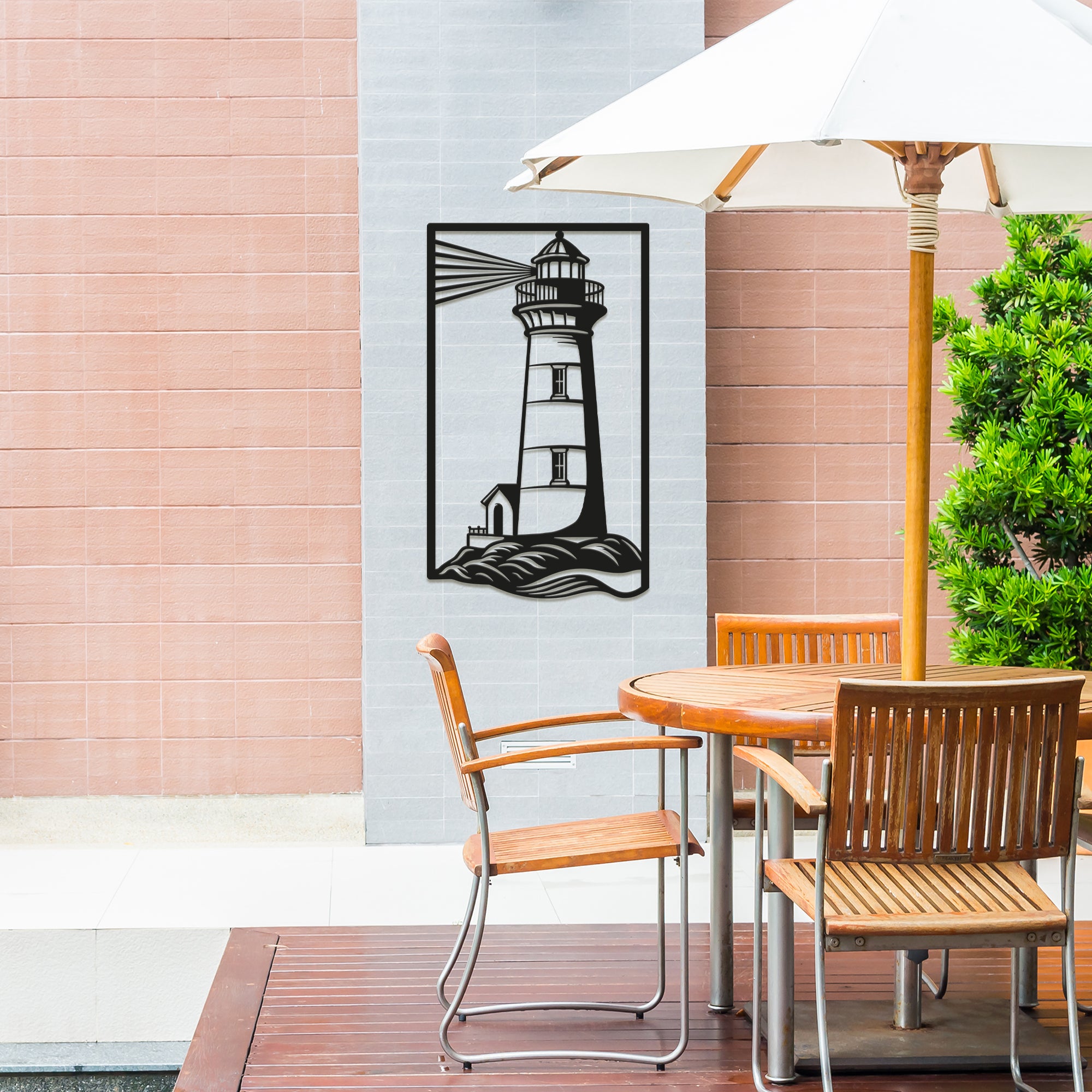 Lighthouse Metal Wall Art – Nautical Coastal Decor for Living Room or Bedroom. Black Steel Wall Decoration. Modern Ocean-Themed Metal Art