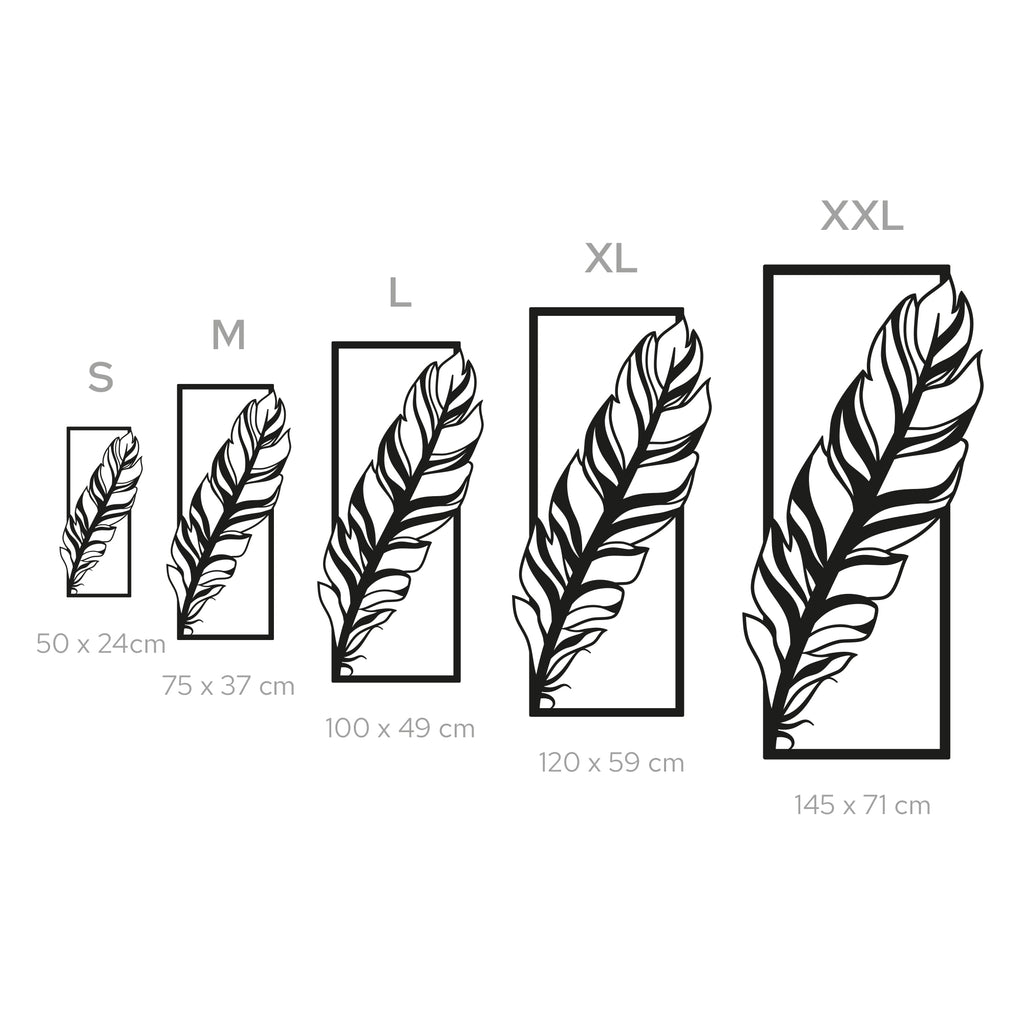 Feather Metal Wall Art – Modern Steel Feather in Frame | Minimalist Wall Decor