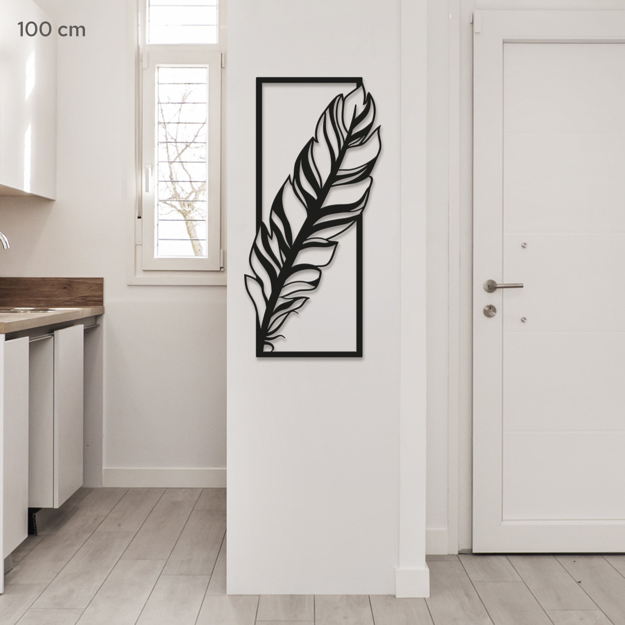 Feather Metal Wall Art – Modern Steel Feather in Frame | Minimalist Wall Decor