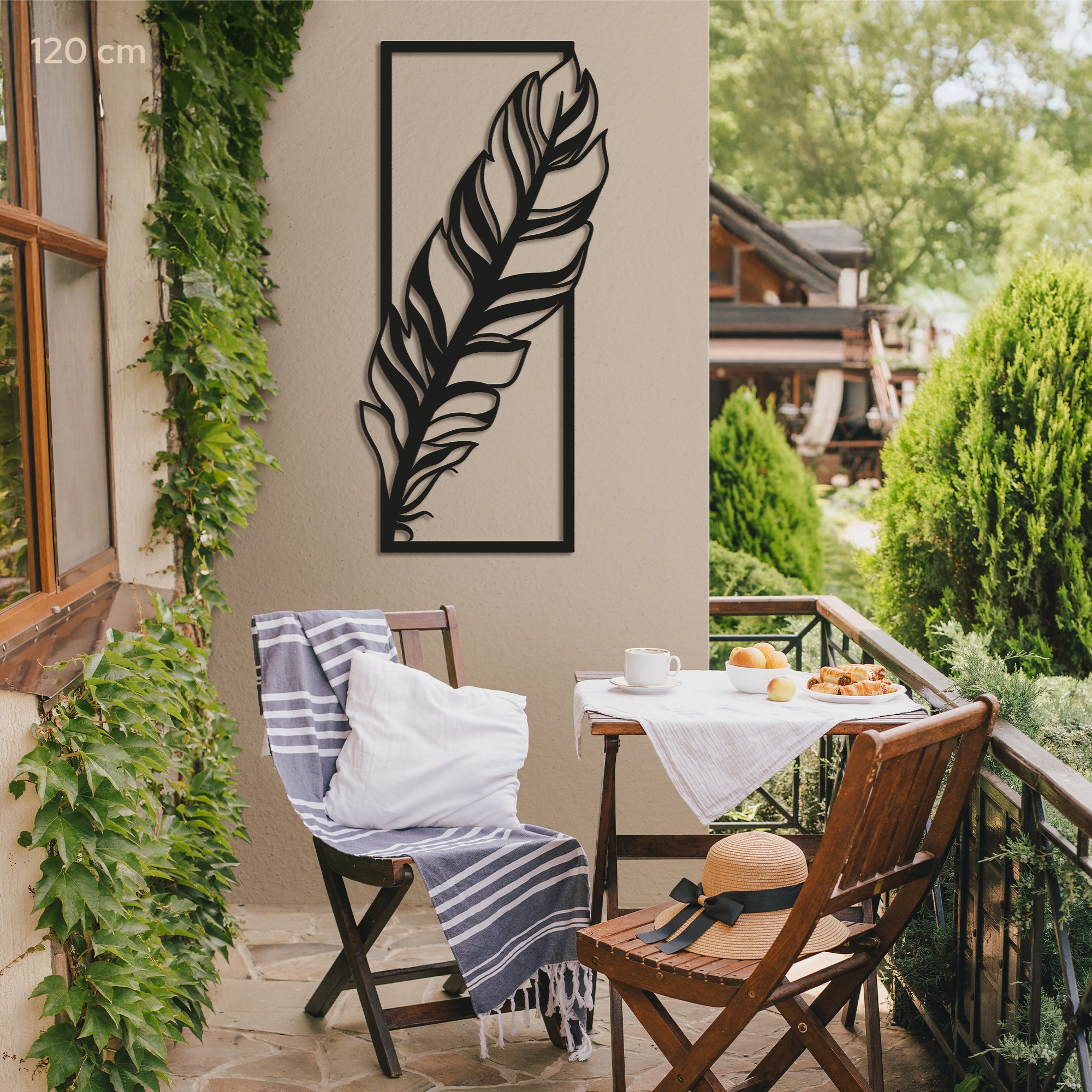 Feather Metal Wall Art – Modern Steel Feather in Frame | Minimalist Wall Decor
