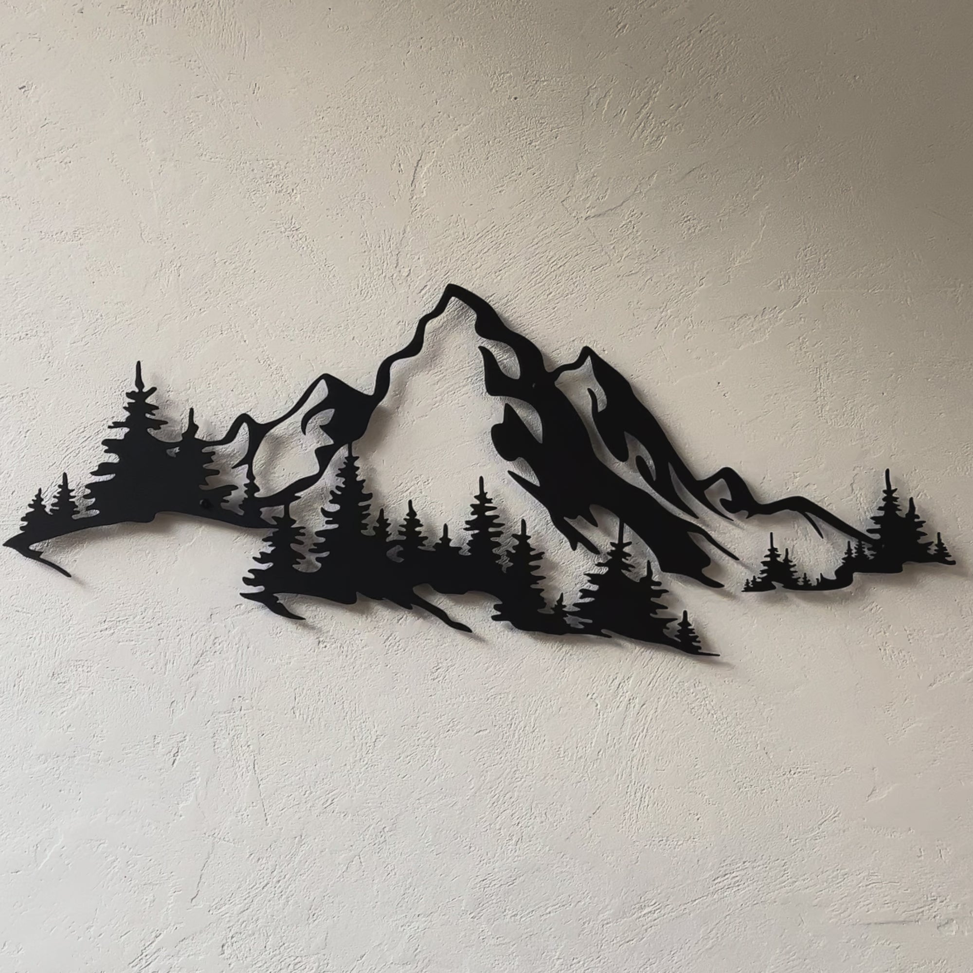 Metal Mountain and Forest Wall Art – Nature Inspired Steel Wall Hanging – Rustic Cabin & Modern Home Decor