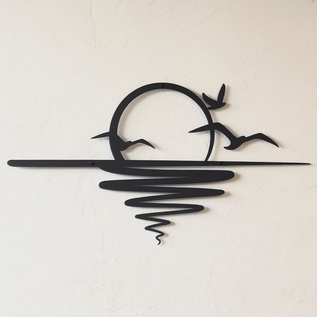 Sunset with birds Steel Wall Art. Nature Themed Metal Wall Hanging Decor
