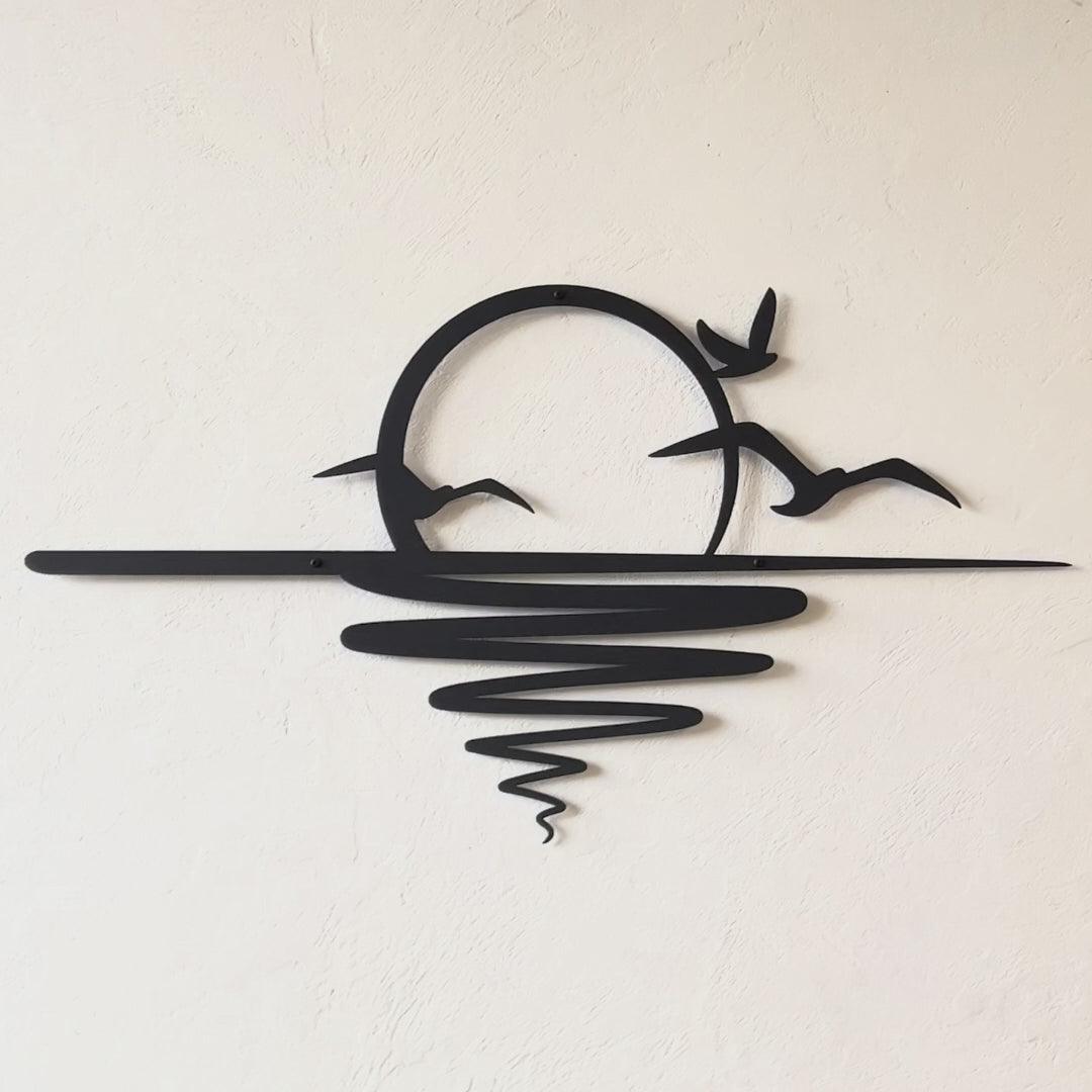 Sunset with birds Steel Wall Art. Nature Themed Metal Wall Hanging Decor