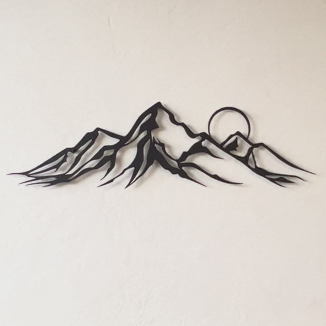 Mountains With moon Steel Wall Art. Nature Themed Landscape Metal Wall Hanging Decor